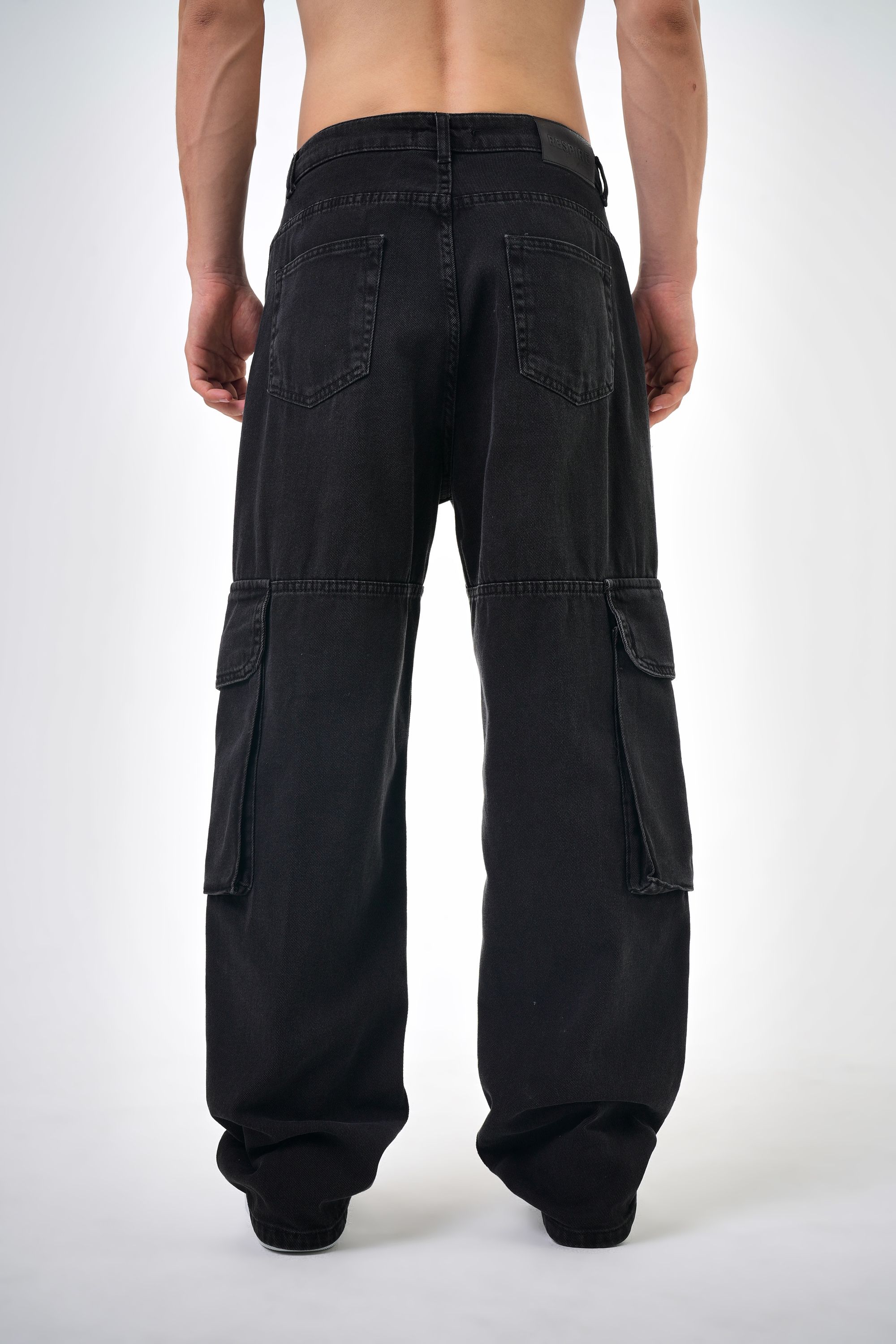 Erkek Washed Kargo Baggy Pantolon - Siyah