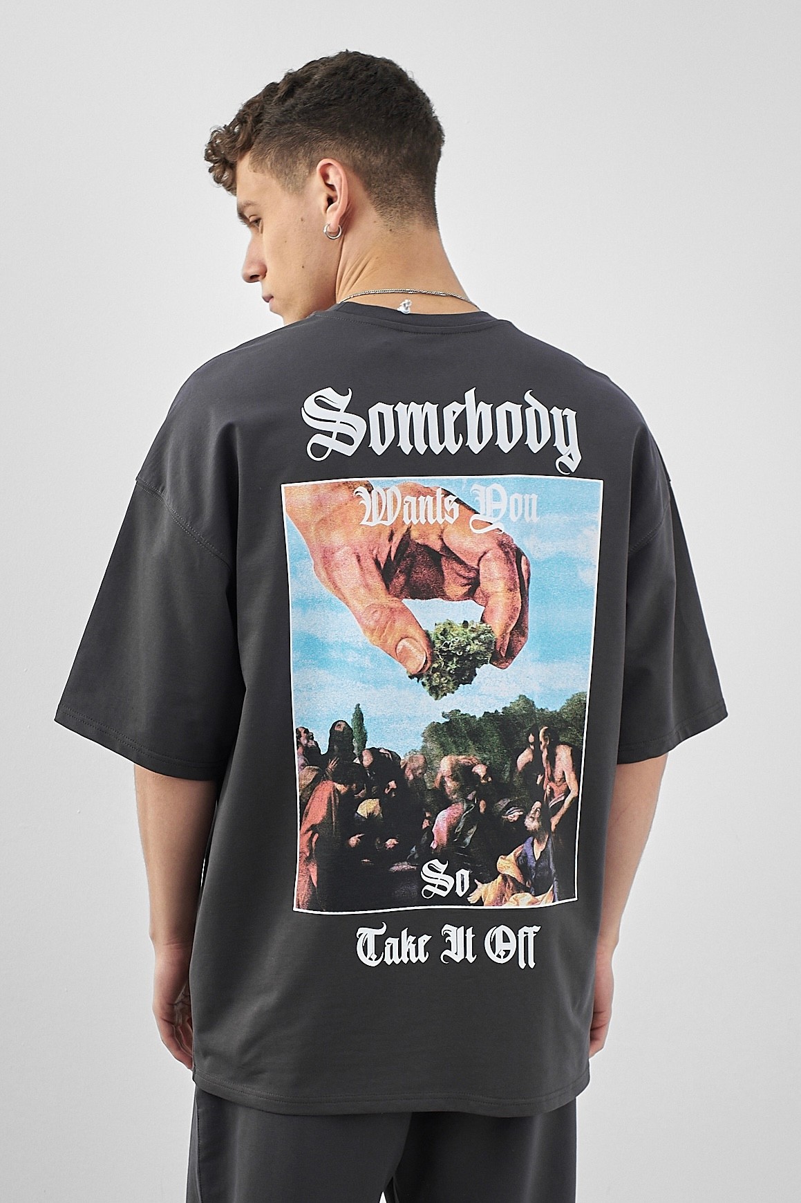 Respire Somebody Baskılı Oversize T-Shirt