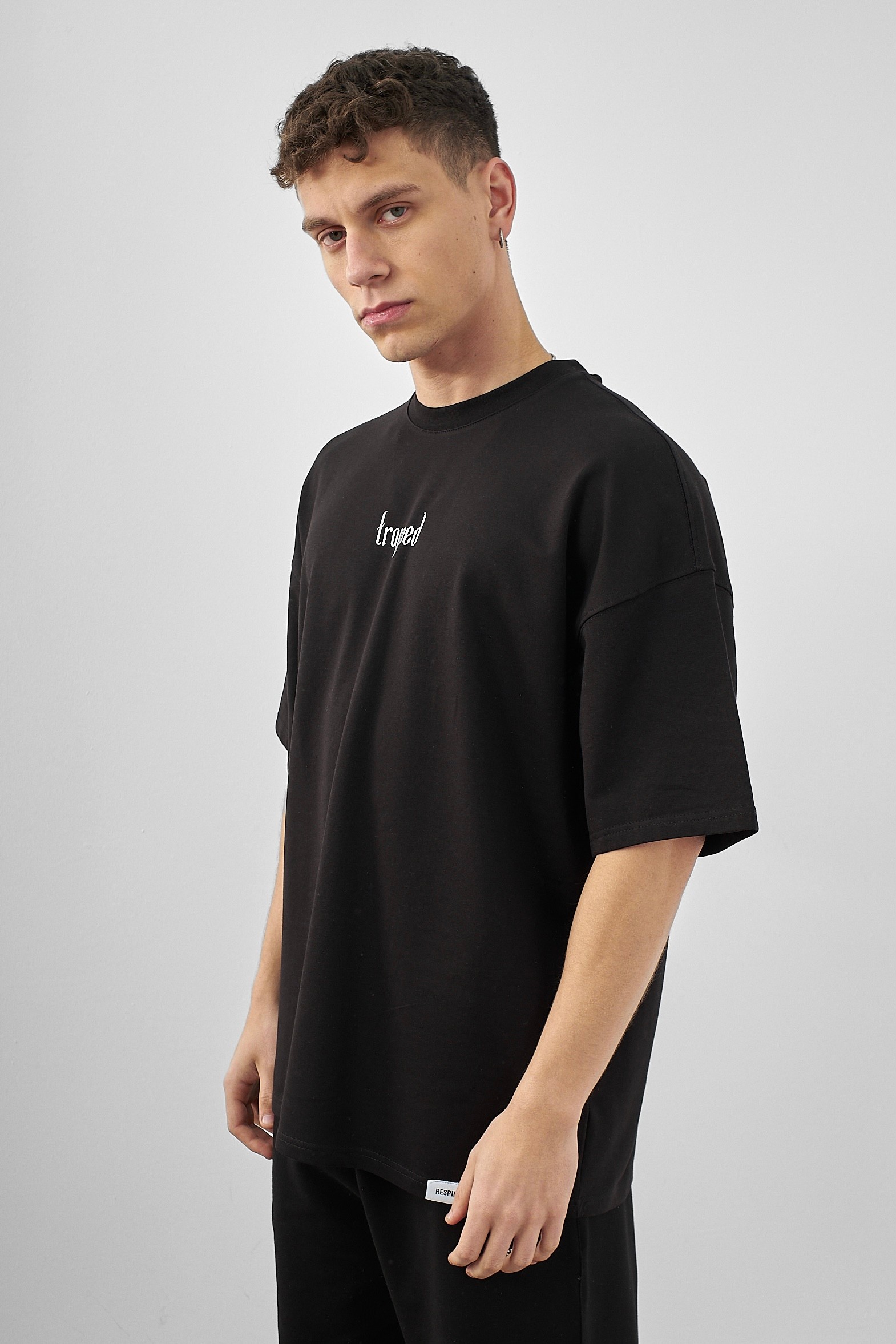 Respire Trapped Baskılı Oversize T-Shirt - Siyah