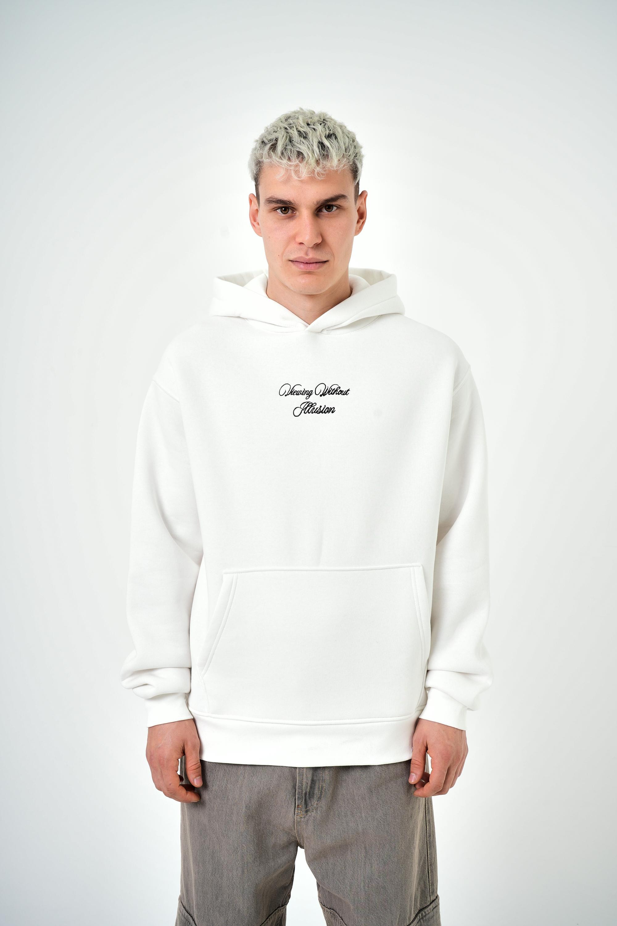 Erkek Illusion Baskılı Oversize Hoodie