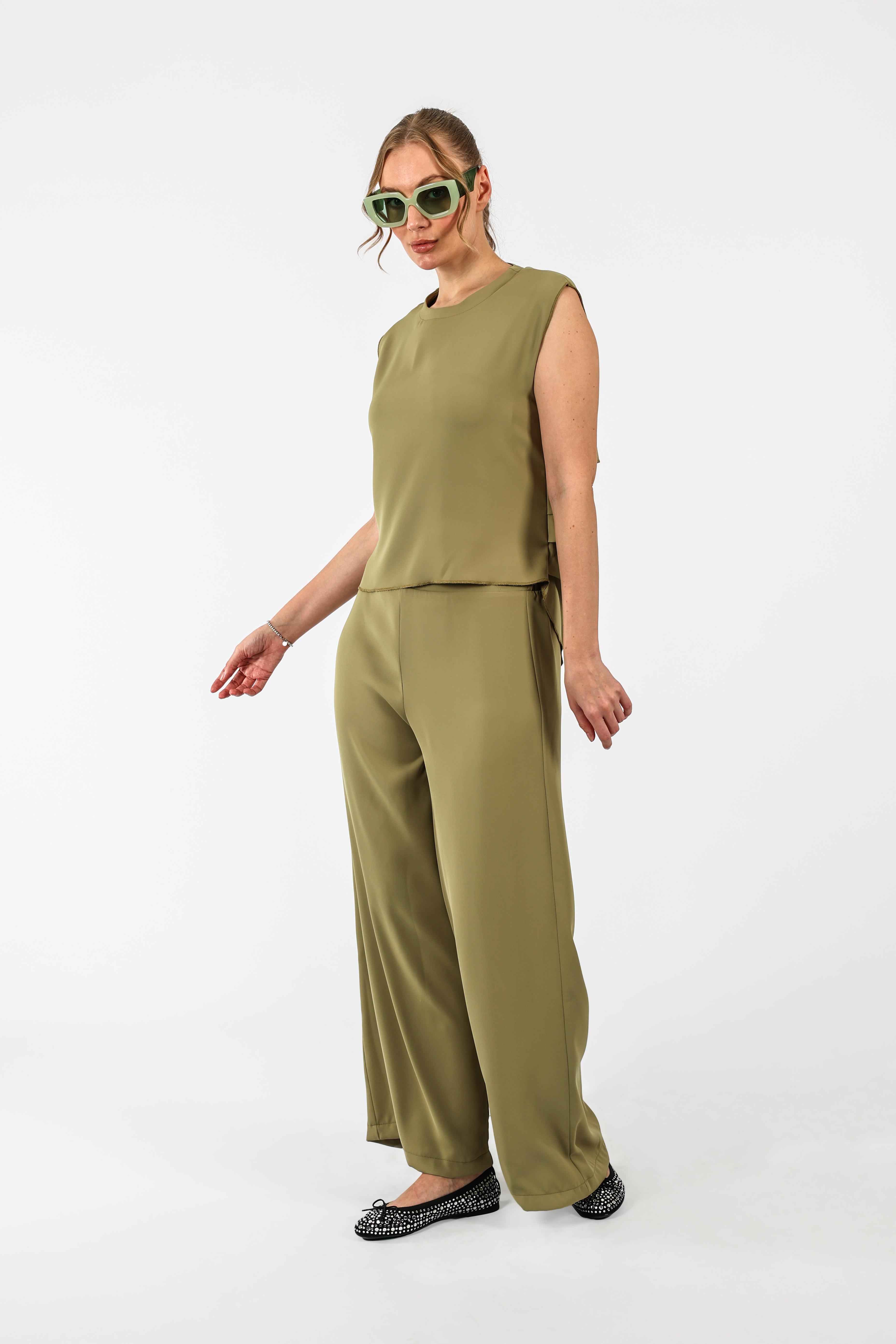 Drape Dekolteli Lamarca Bluz - kekik
