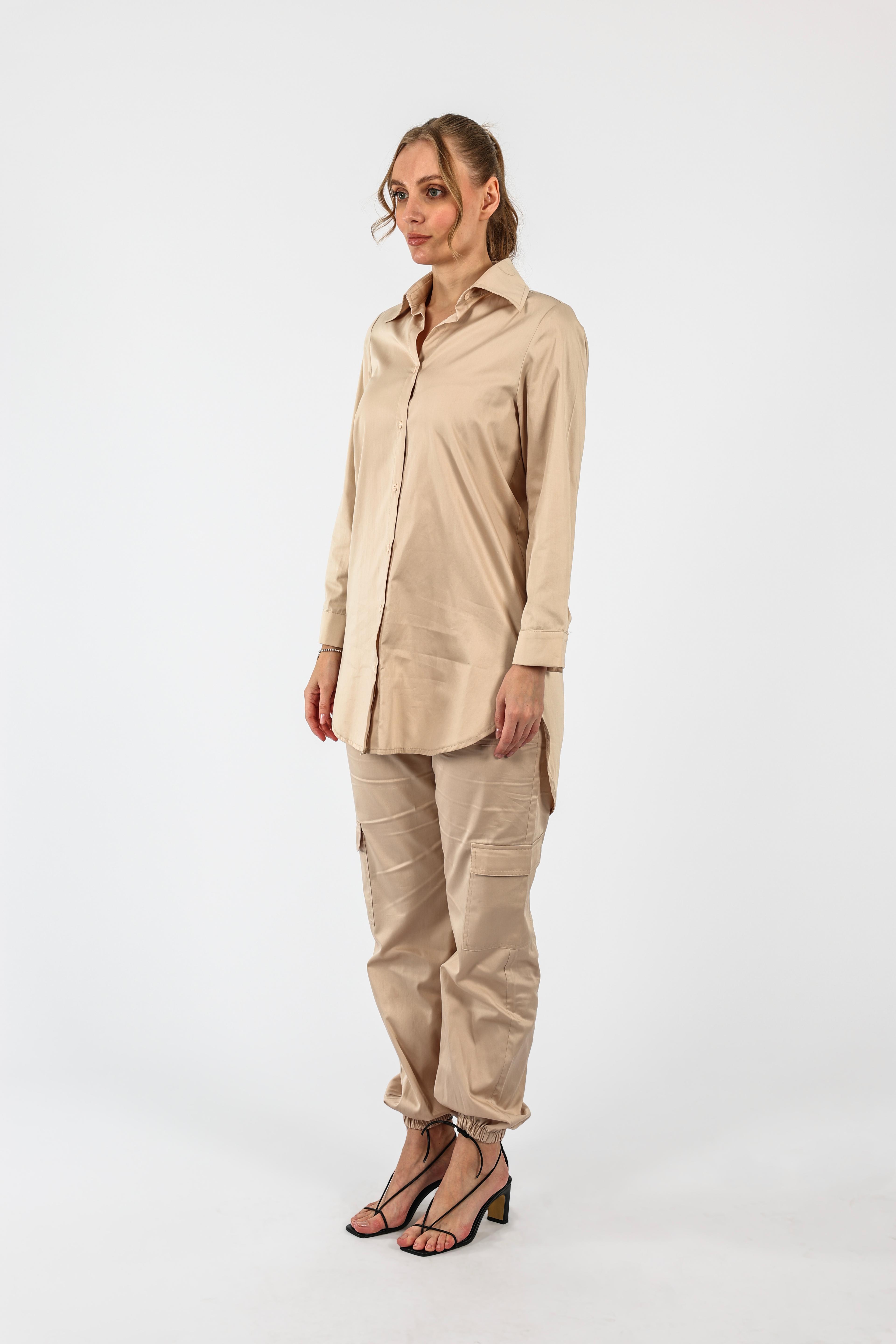 Poplin Basic Gömlek - Krem
