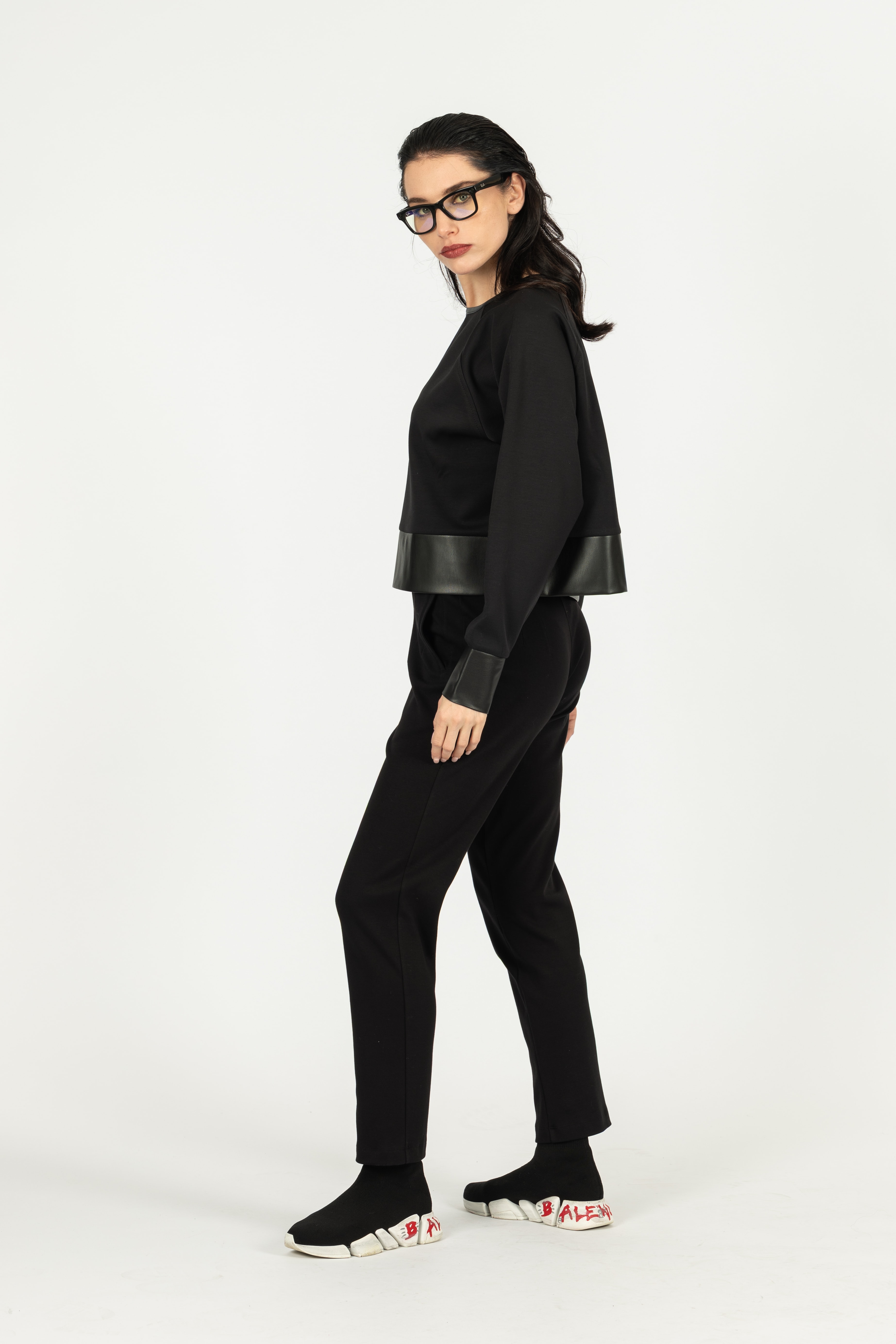 Derili Crop Sweat - Siyah