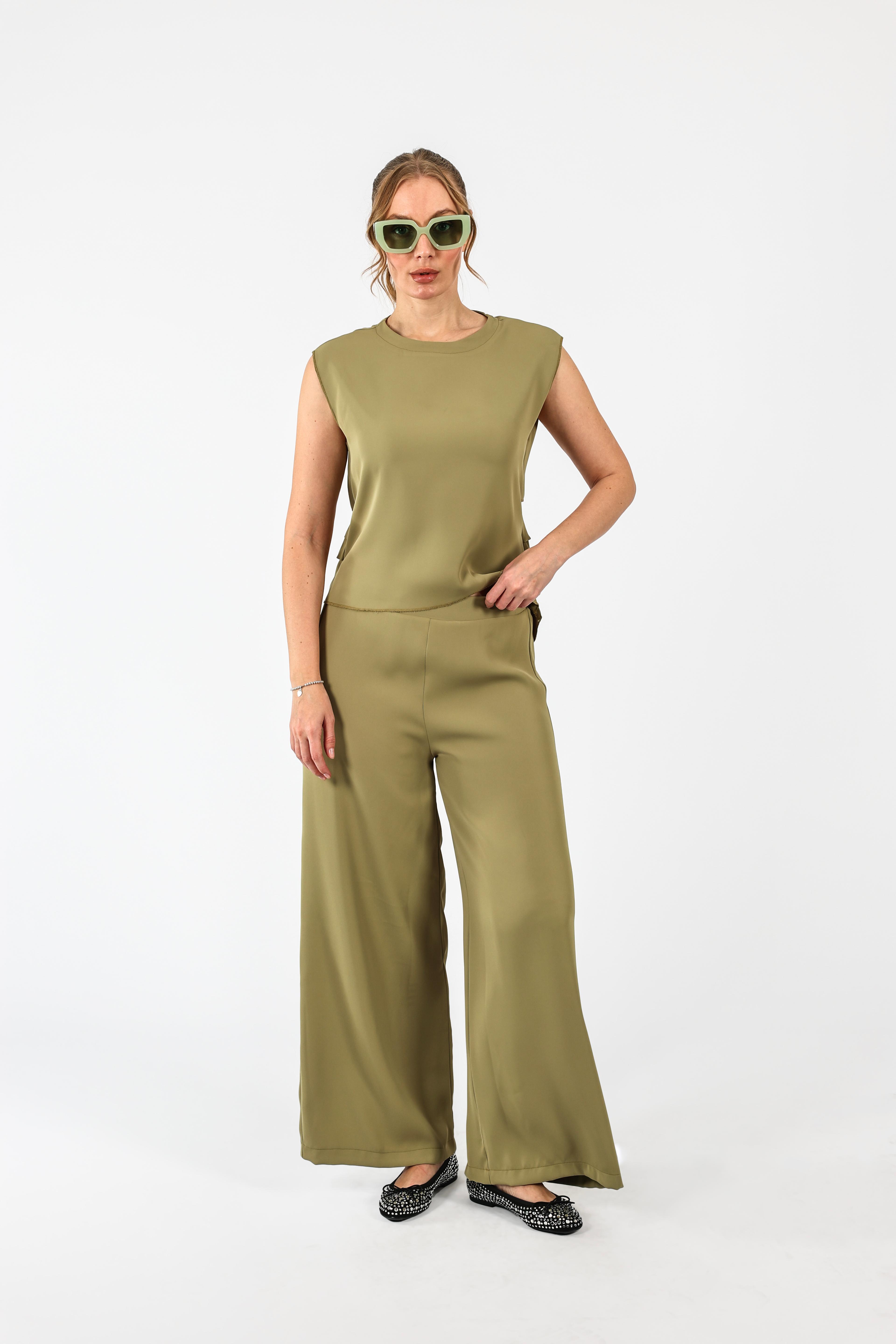 Drape Dekolteli Lamarca Bluz - kekik