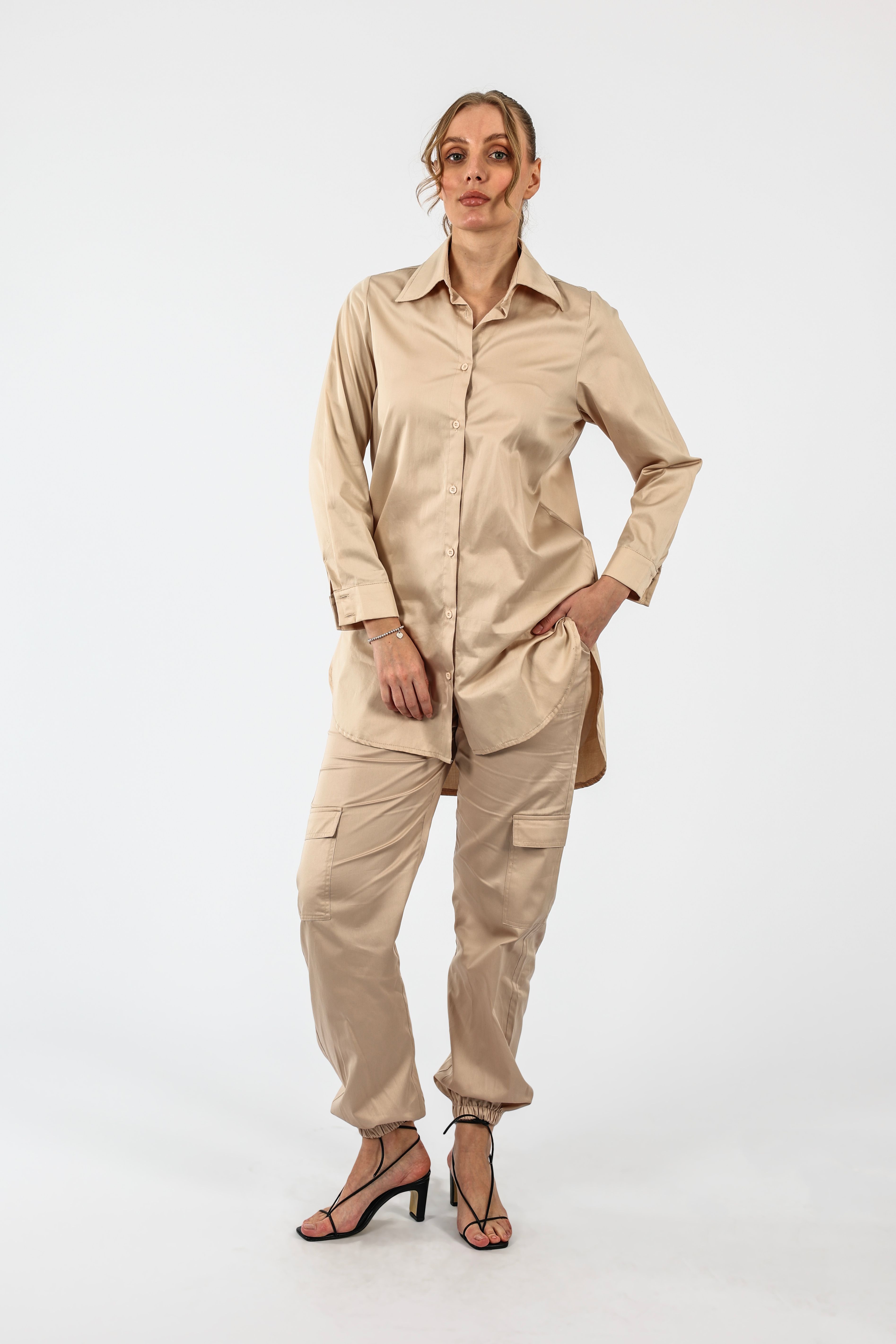 Poplin Basic Gömlek - Krem