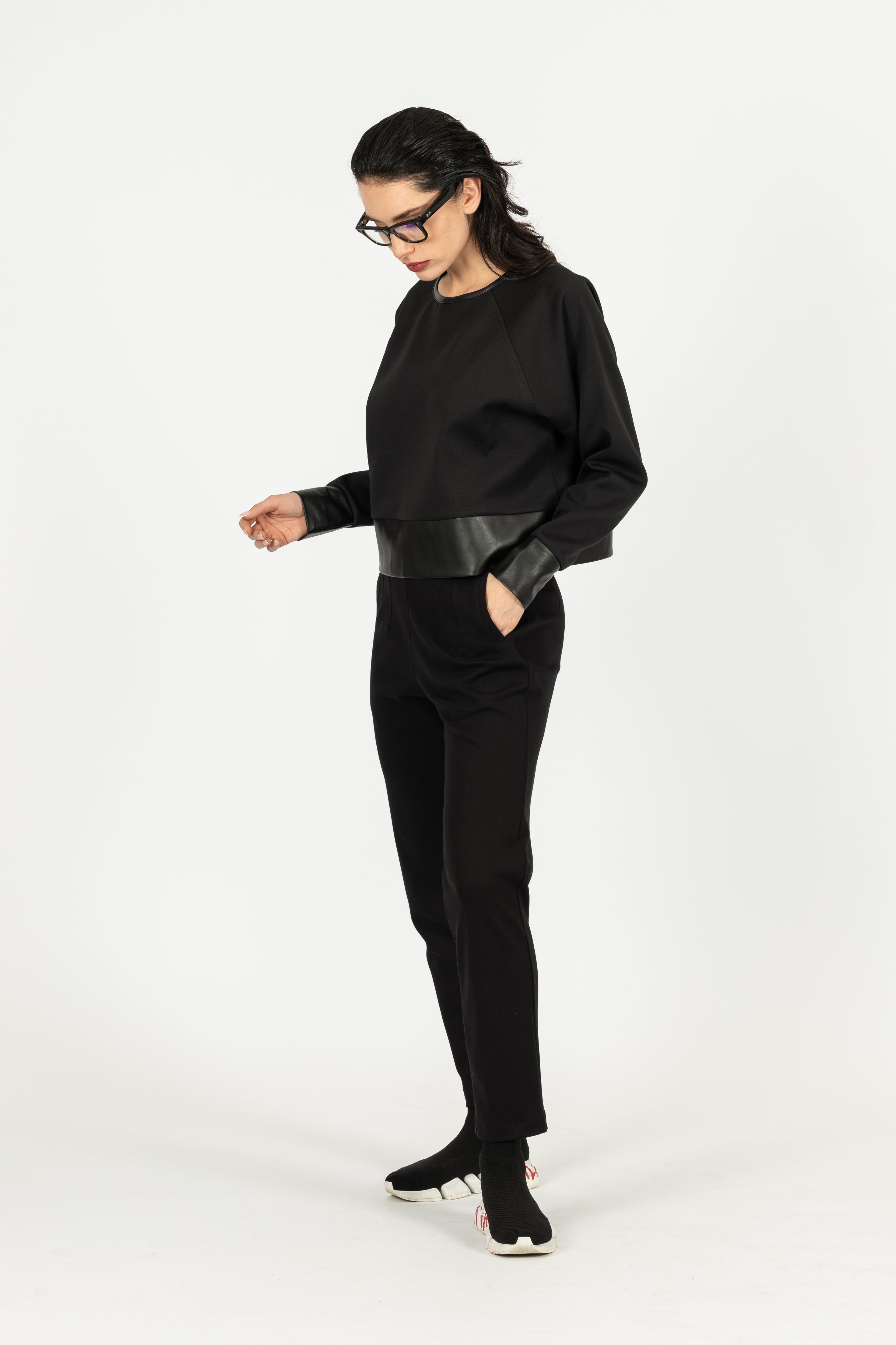 Derili Crop Sweat - Siyah