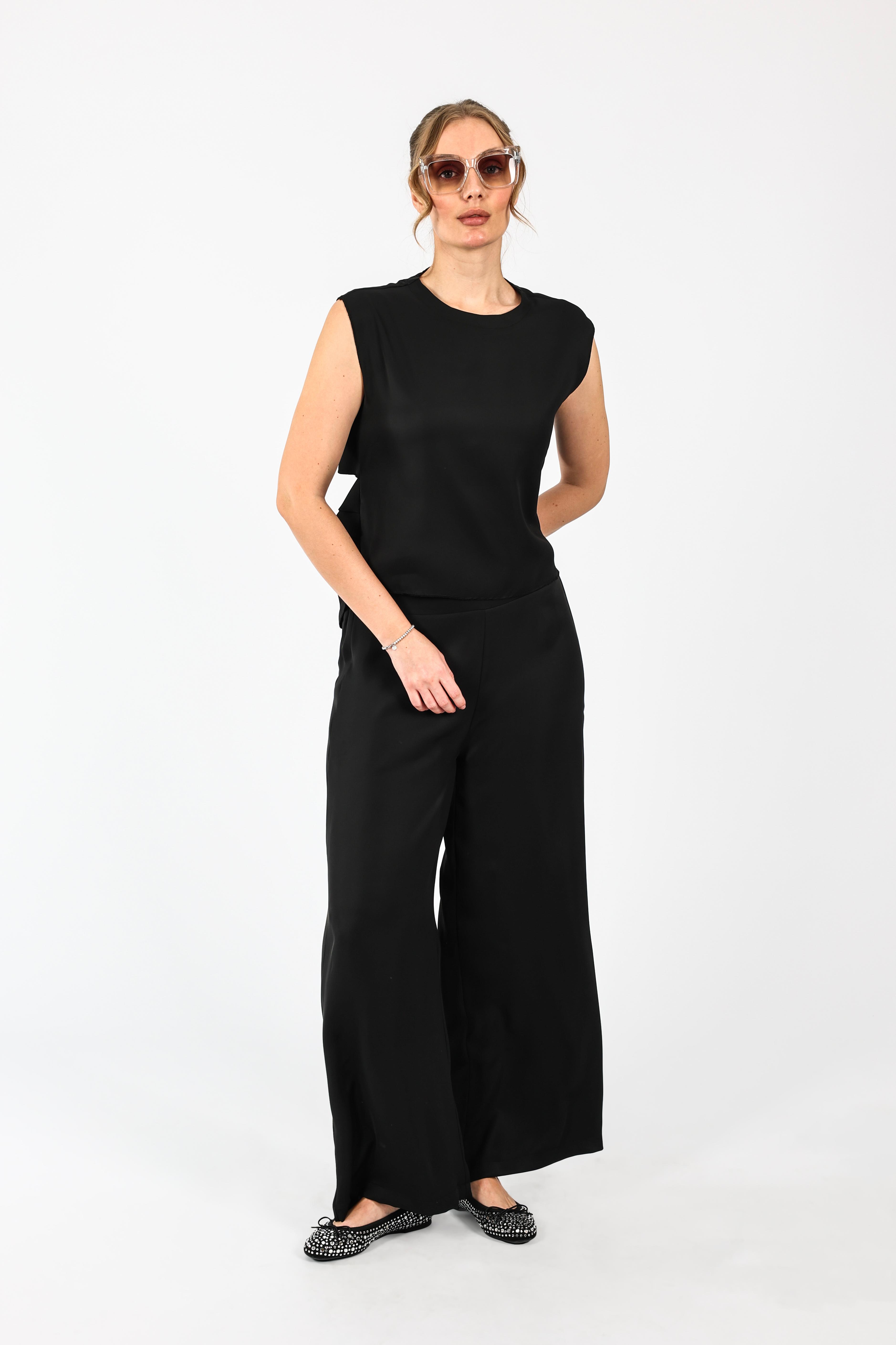 Drape Dekolteli Lamarca Bluz - Siyah