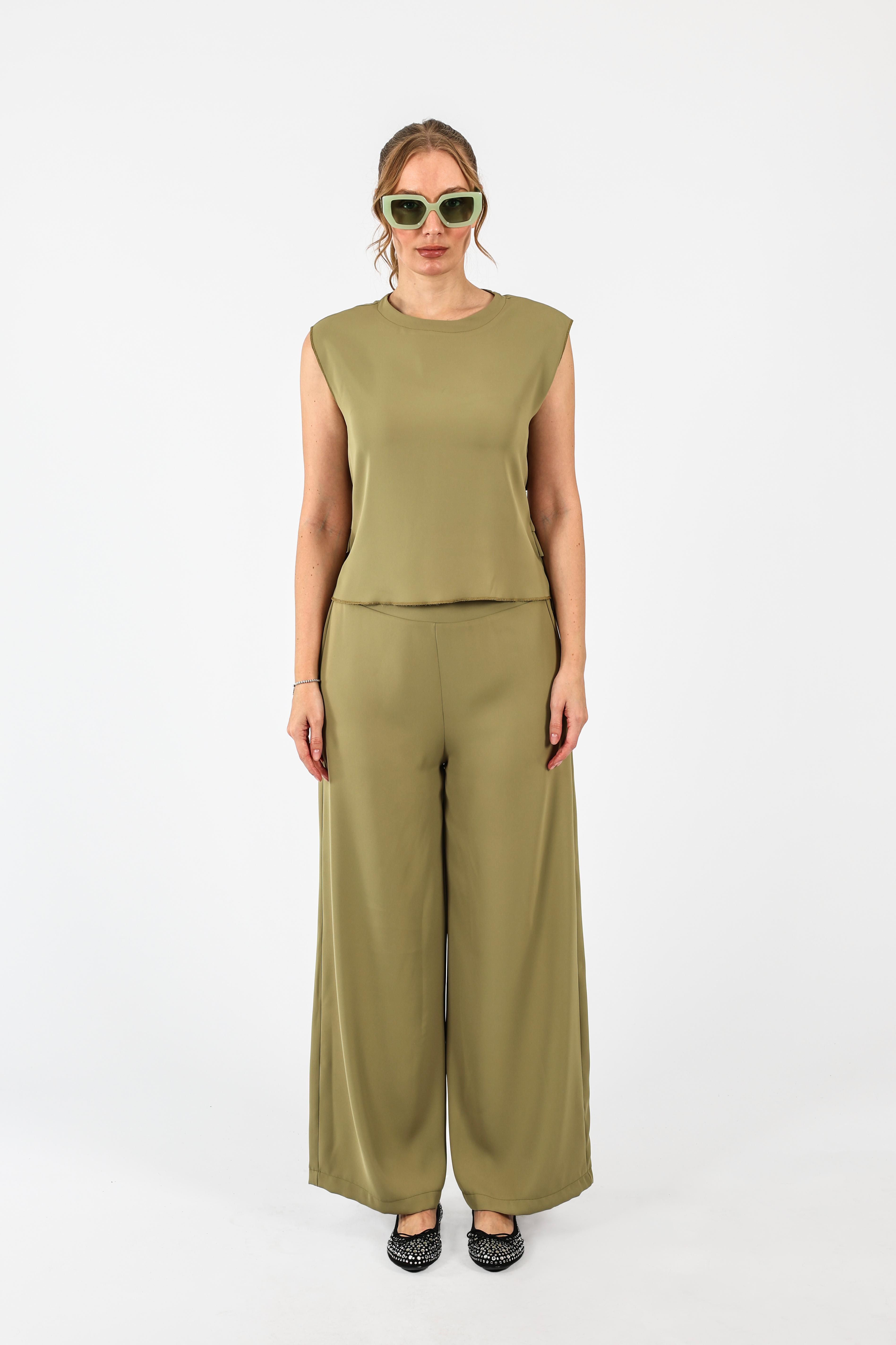 Drape Dekolteli Lamarca Bluz - kekik