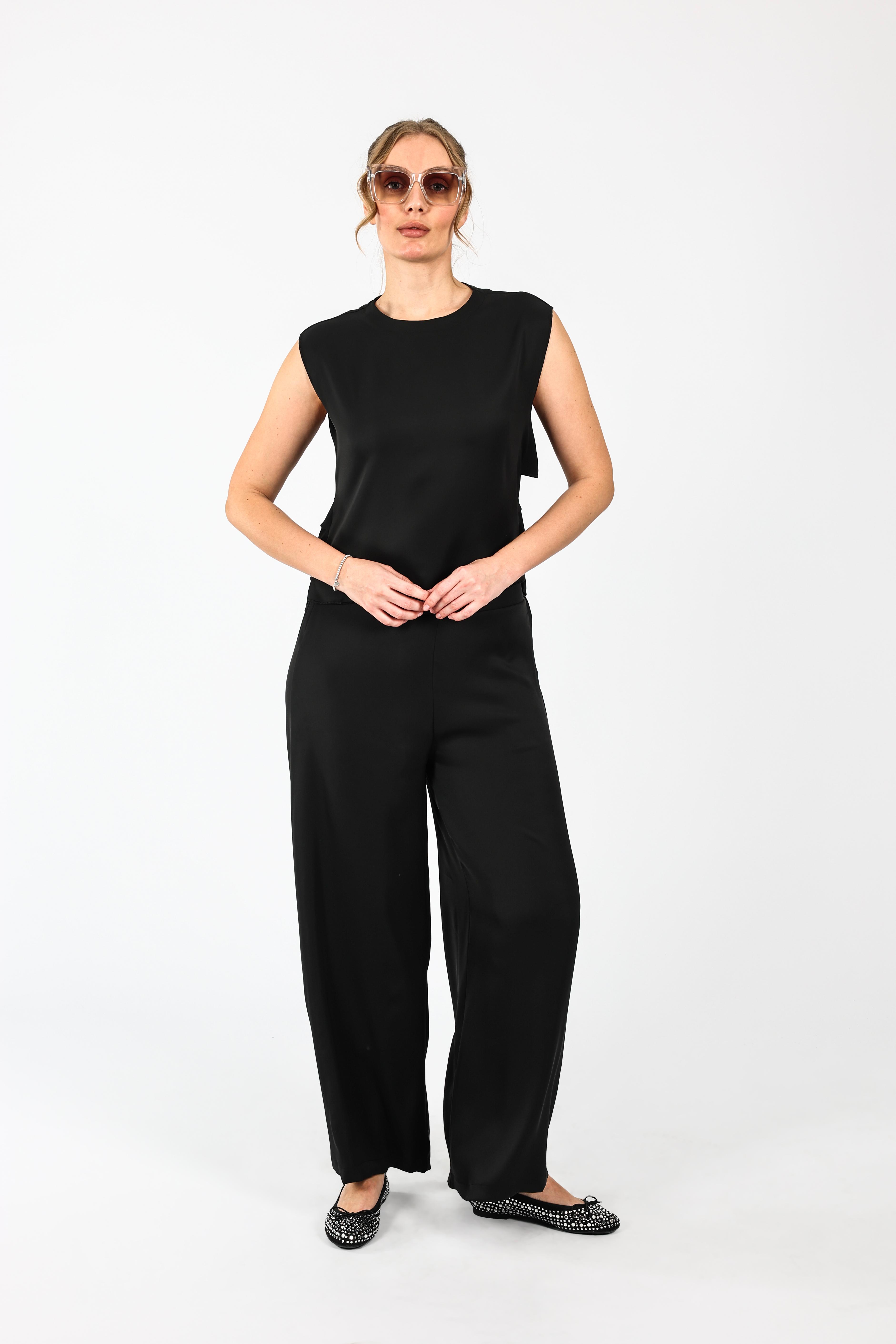 Drape Dekolteli Lamarca Bluz - Siyah