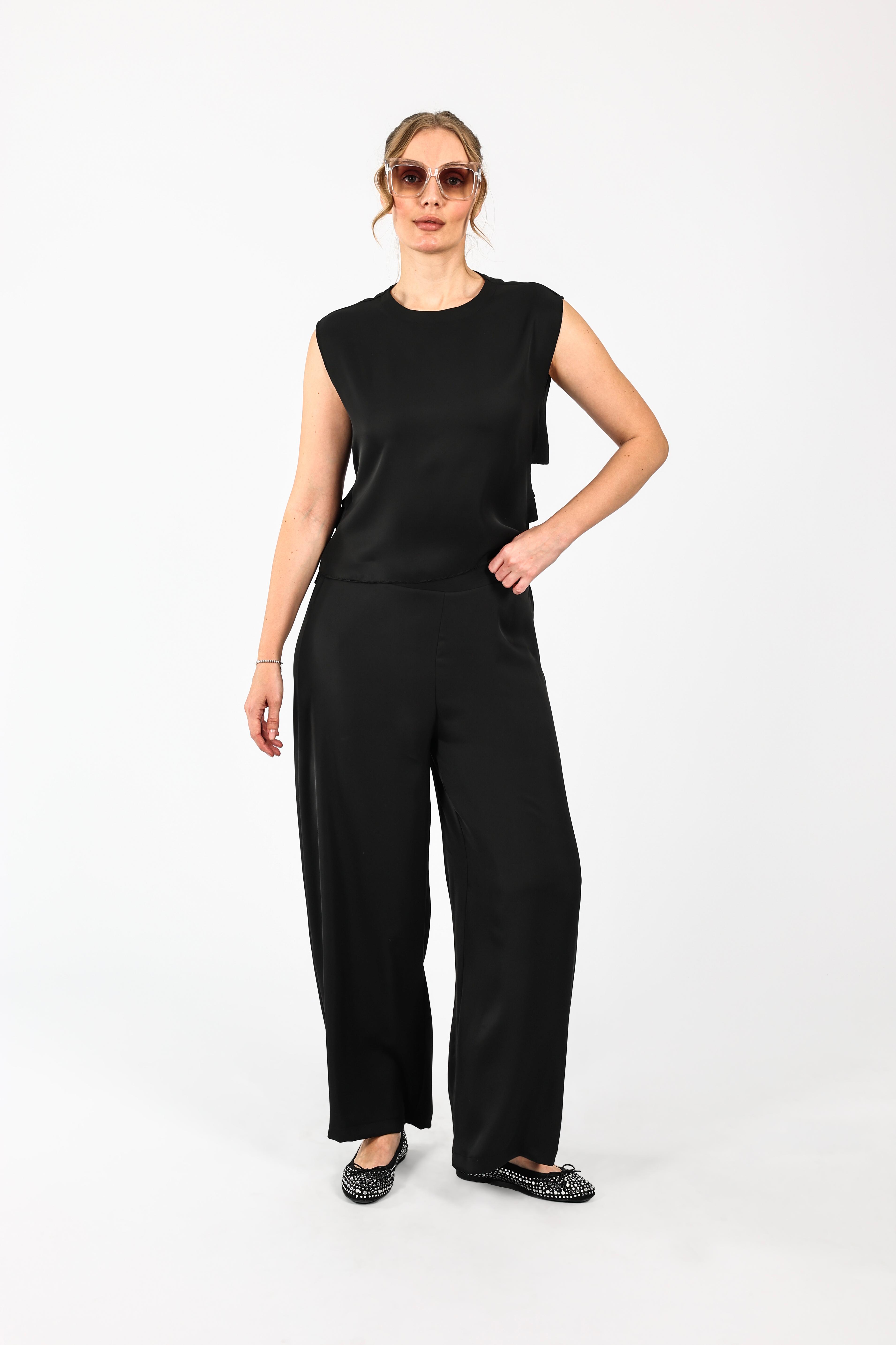 Drape Dekolteli Lamarca Bluz - Siyah