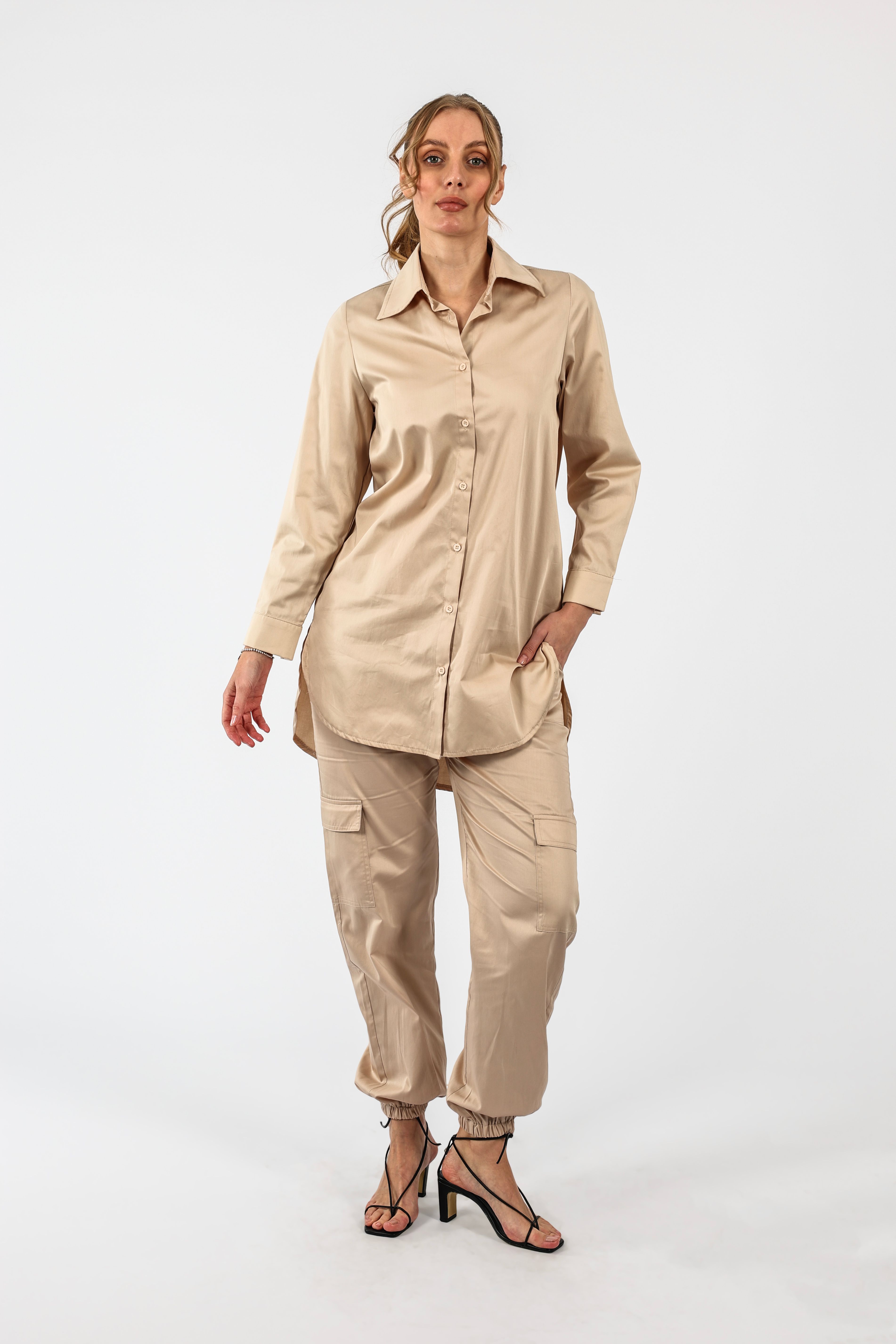 Poplin Basic Gömlek - Krem