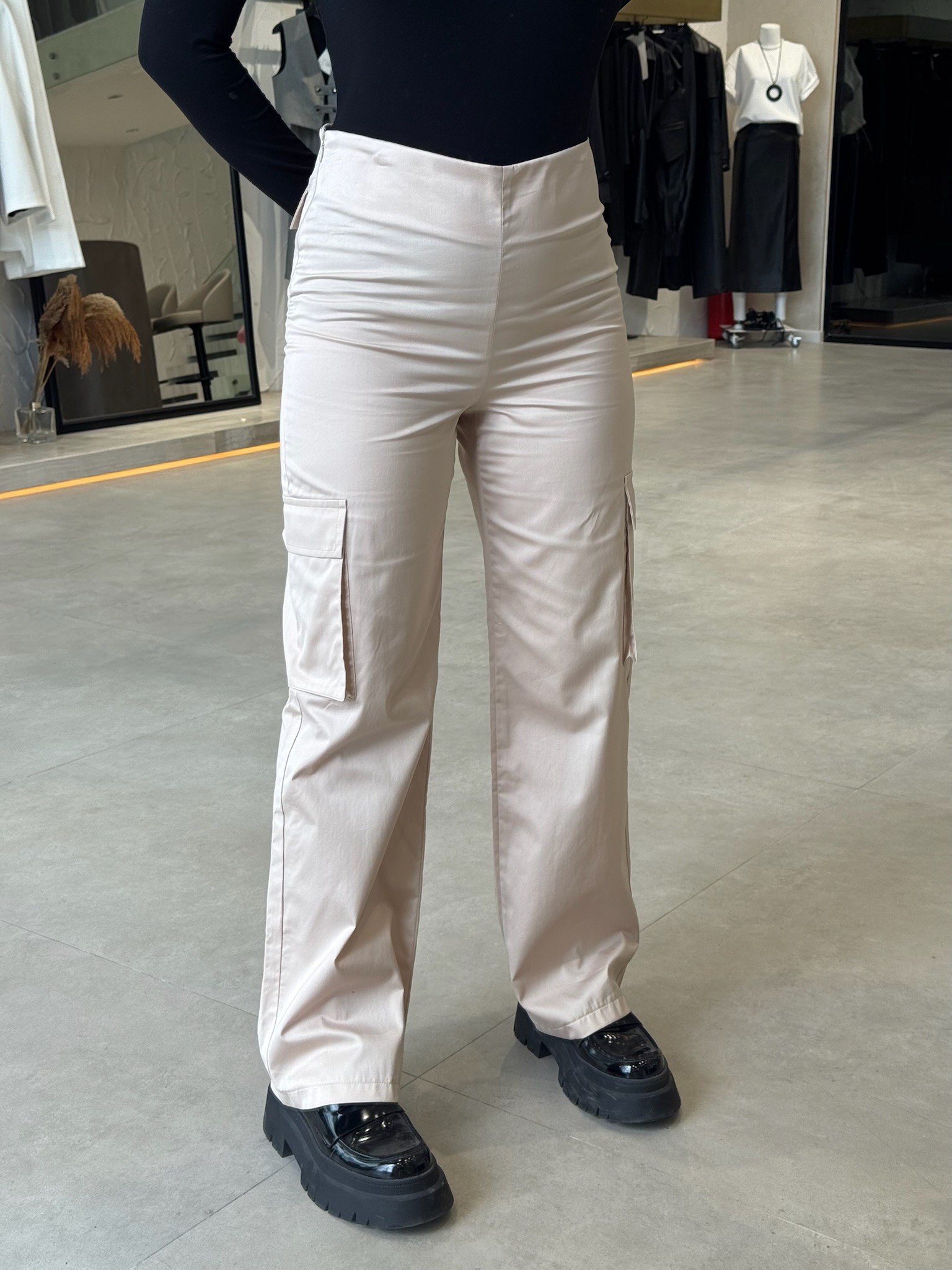Poplin Torba Cepli Bol Pantolon