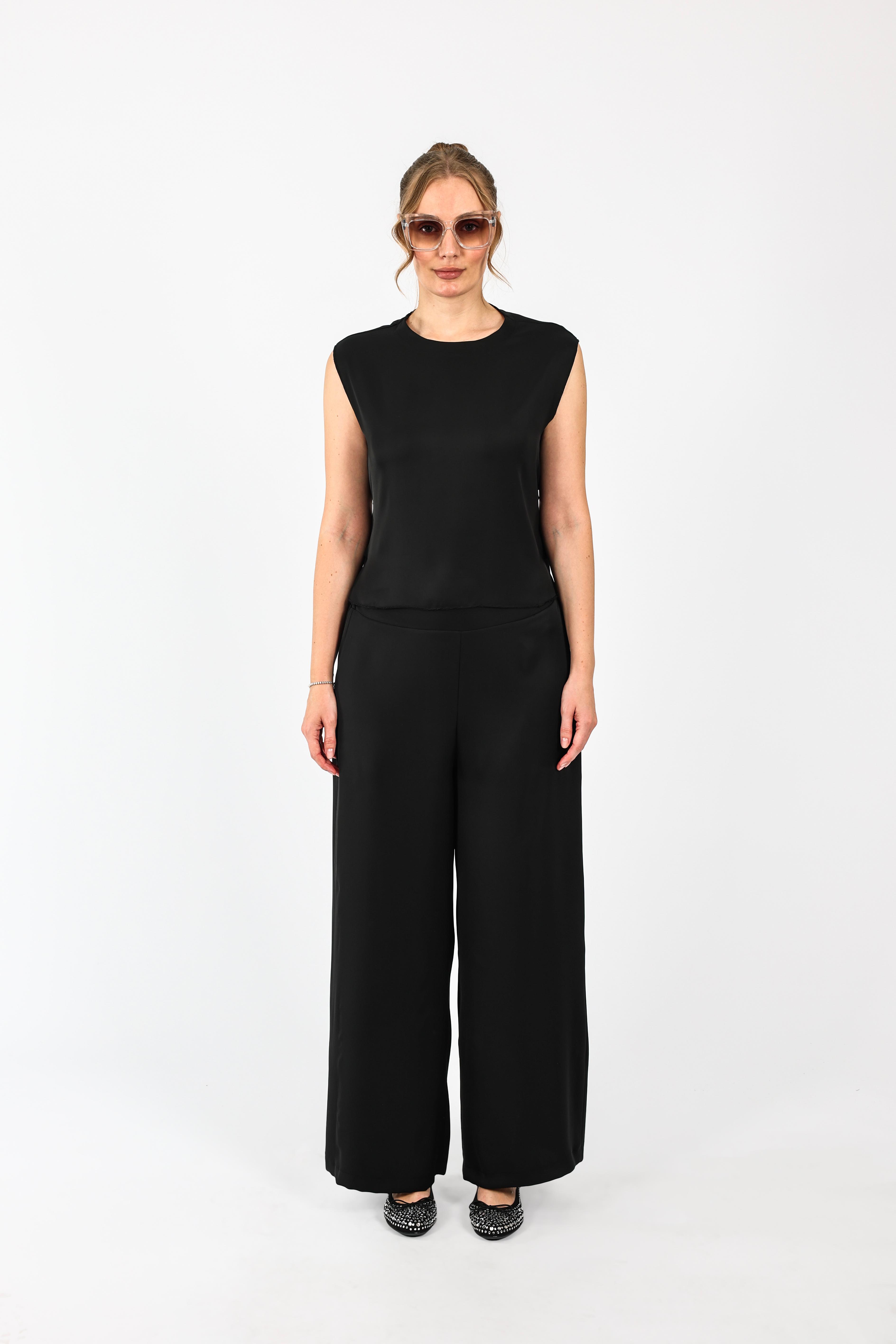 Drape Dekolteli Lamarca Bluz - Siyah