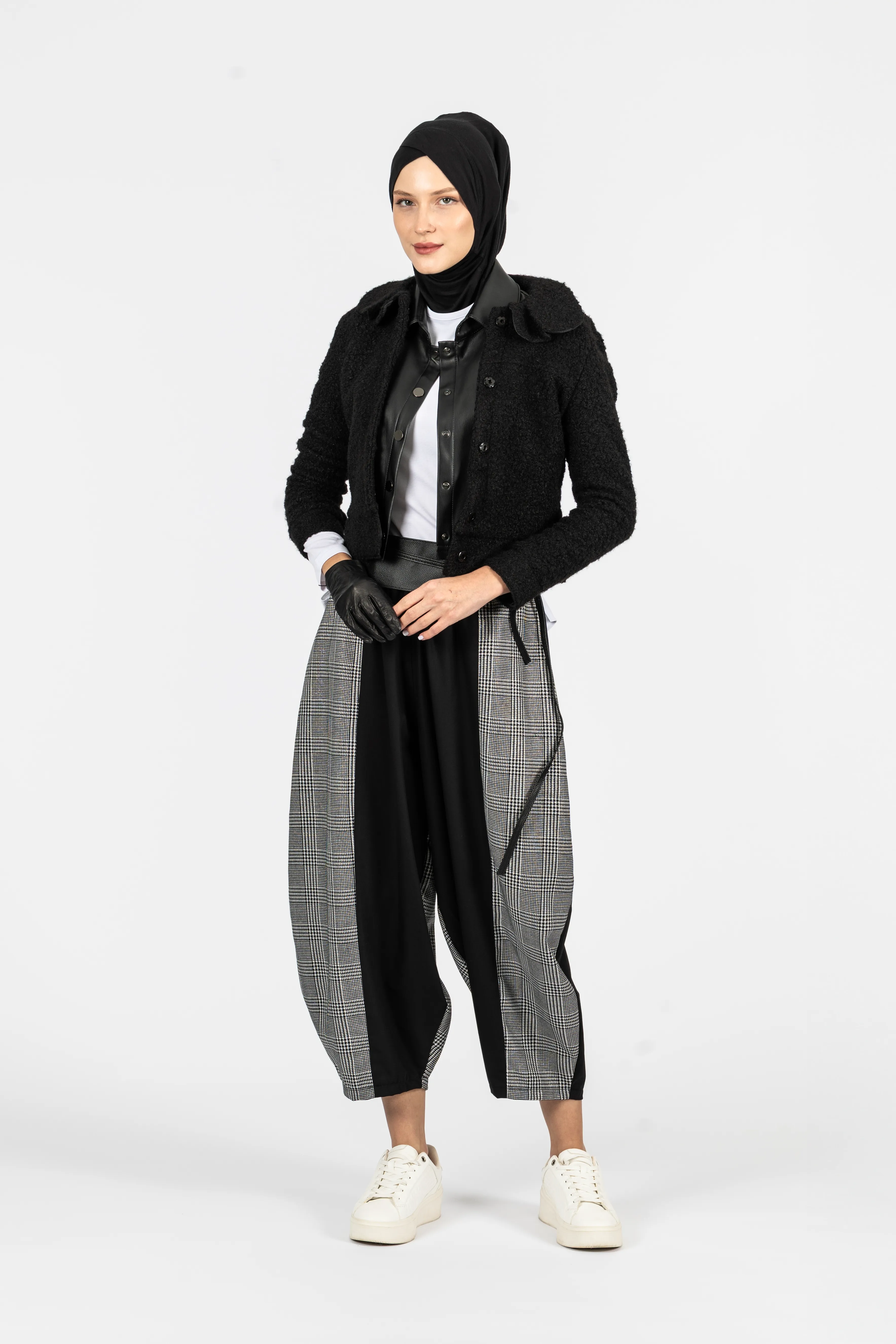 Ekoseli Balon Pantolon