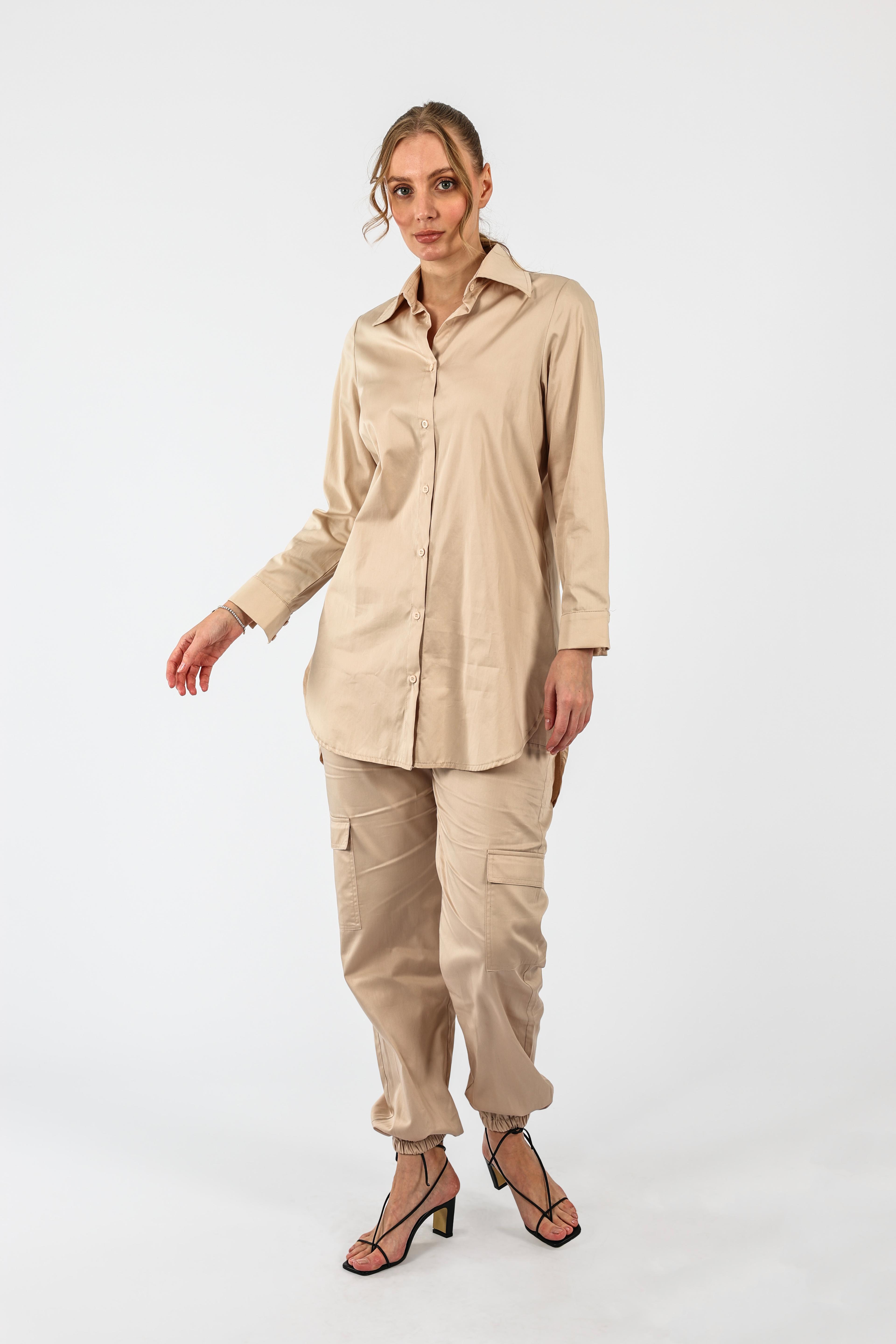 Poplin Basic Gömlek - Krem