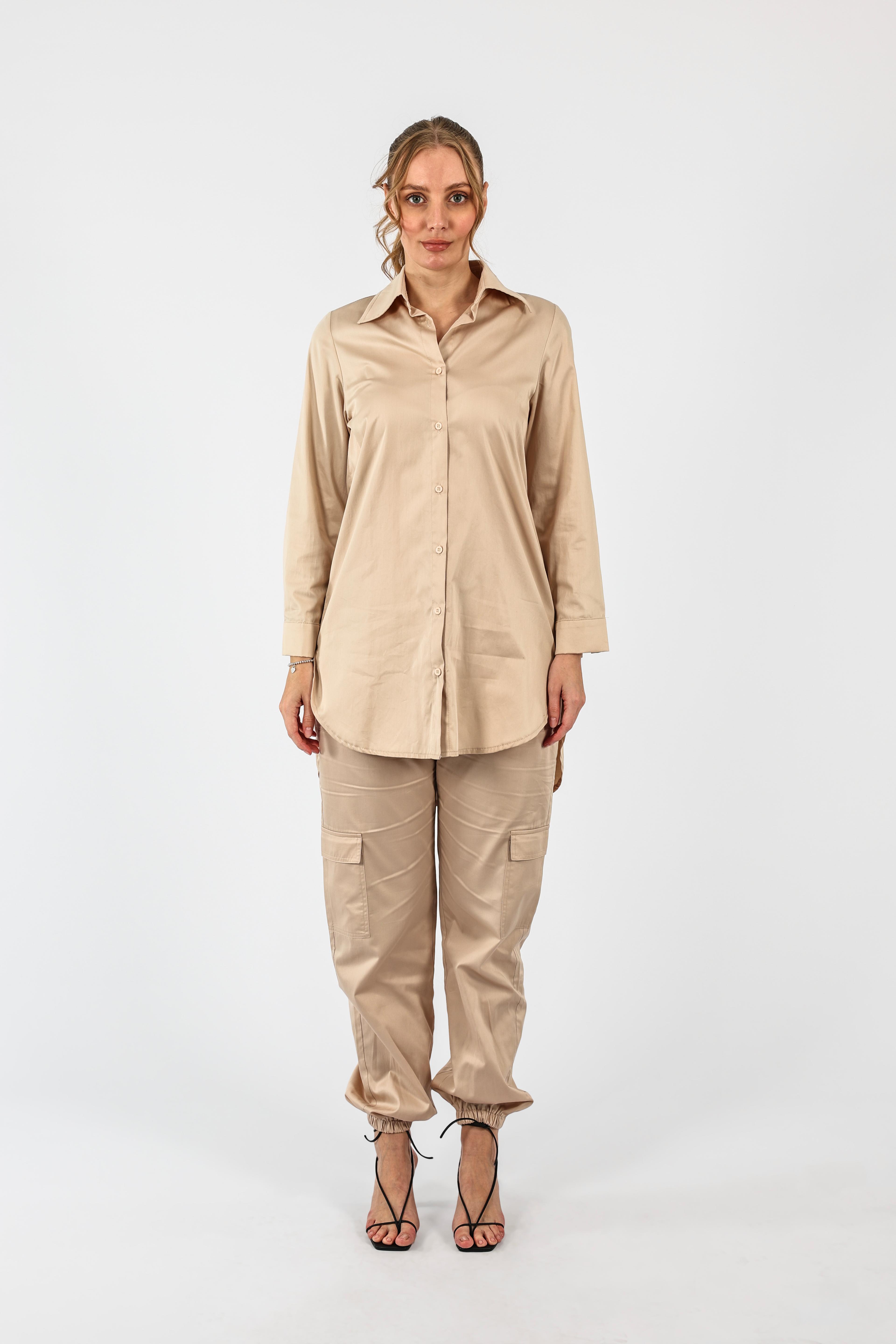 Poplin Basic Gömlek - Krem