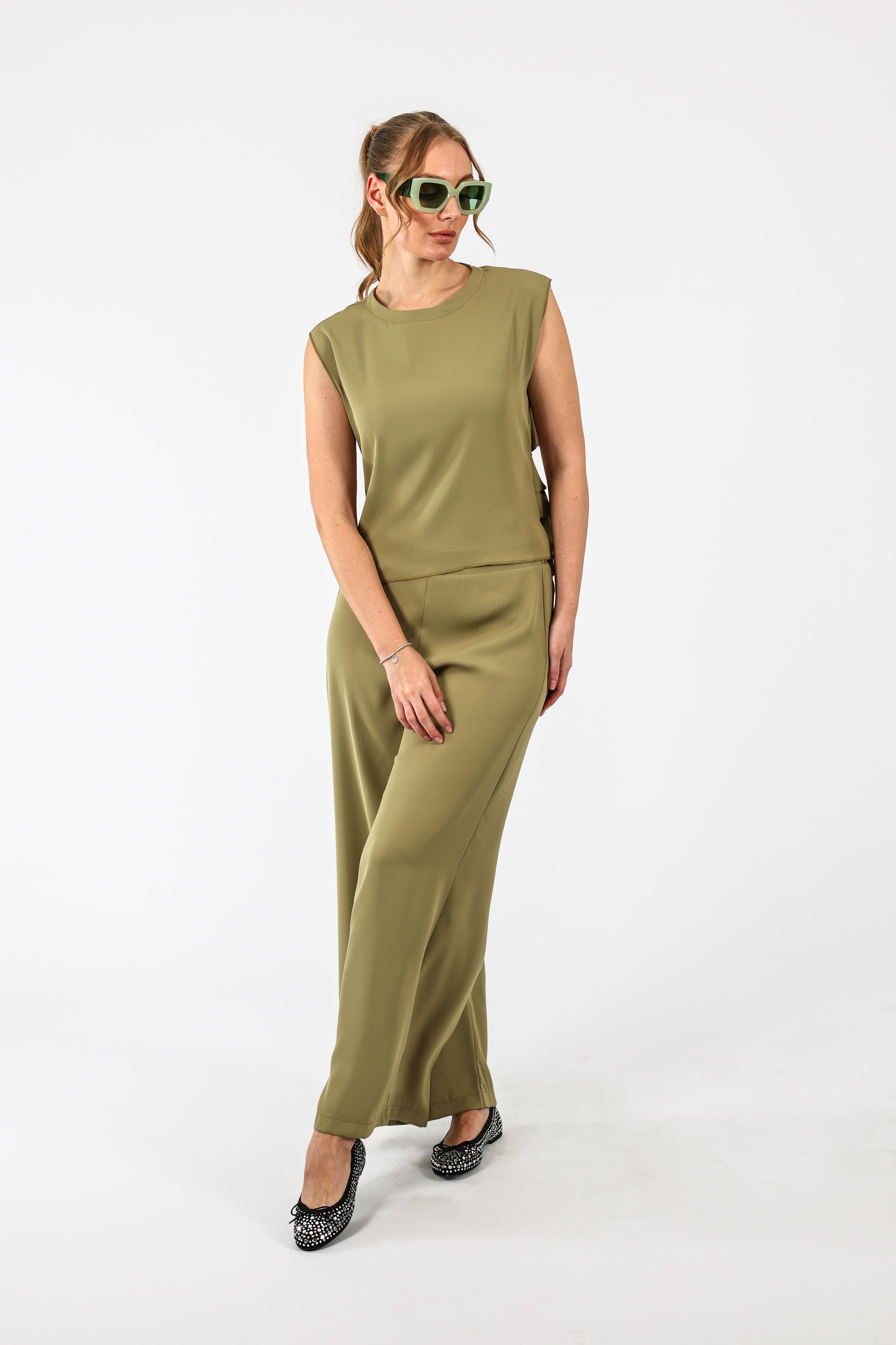 Drape Dekolteli Lamarca Bluz - kekik
