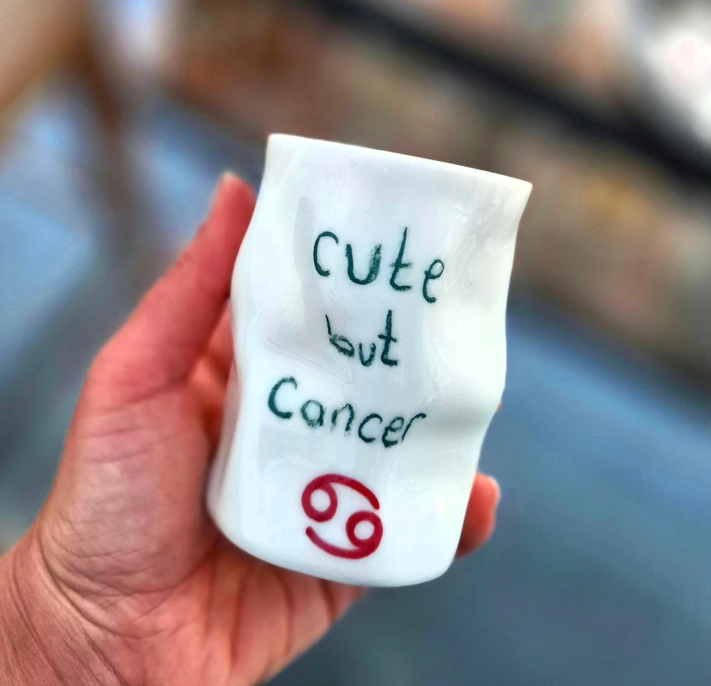 "cute but cancer" Yengeç Burcu Porselen Amorf Kupa