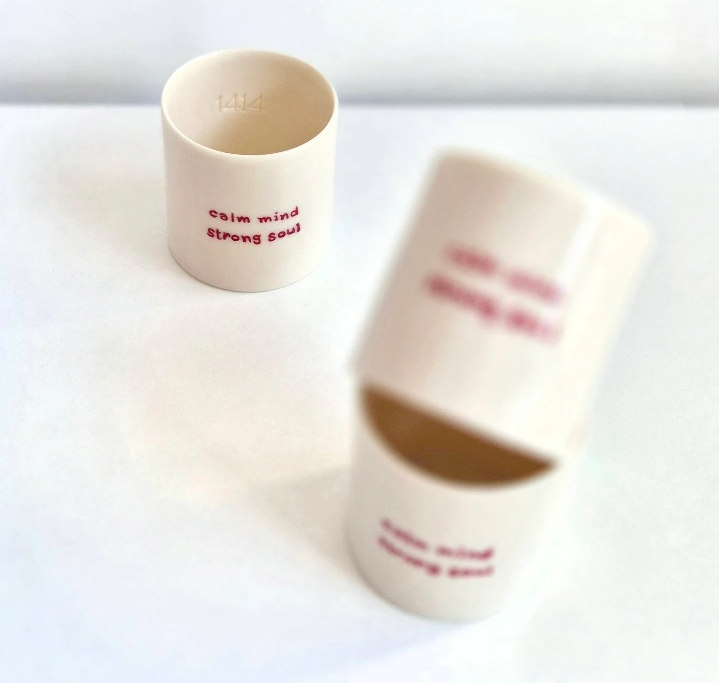 Porselen Kulpsuz Fincan  " calm mind strong soul "