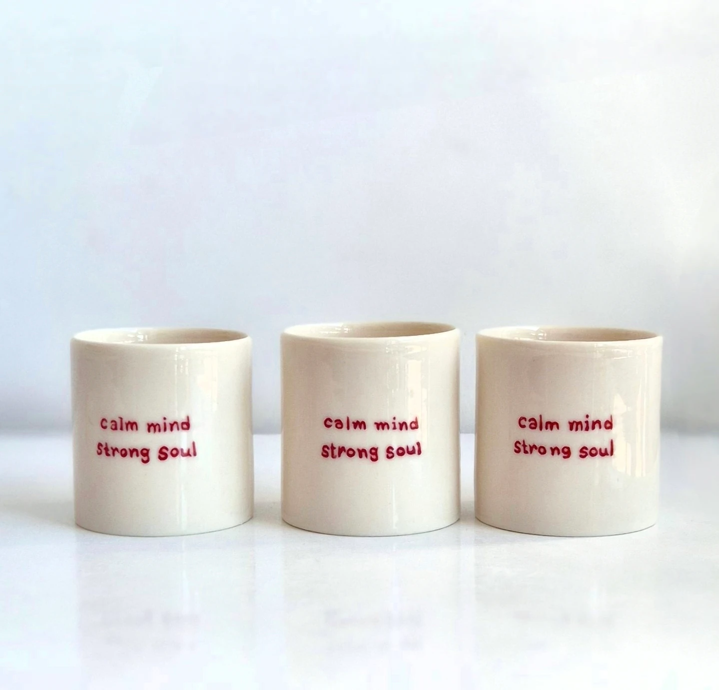 Porselen Kulpsuz Fincan  " calm mind strong soul "