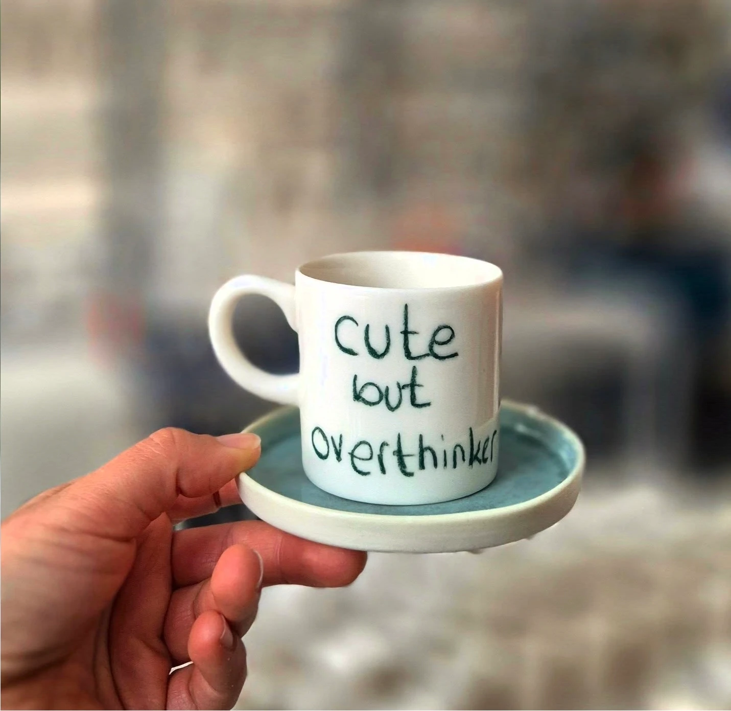 Cute But Overthinker Porselen Fincan