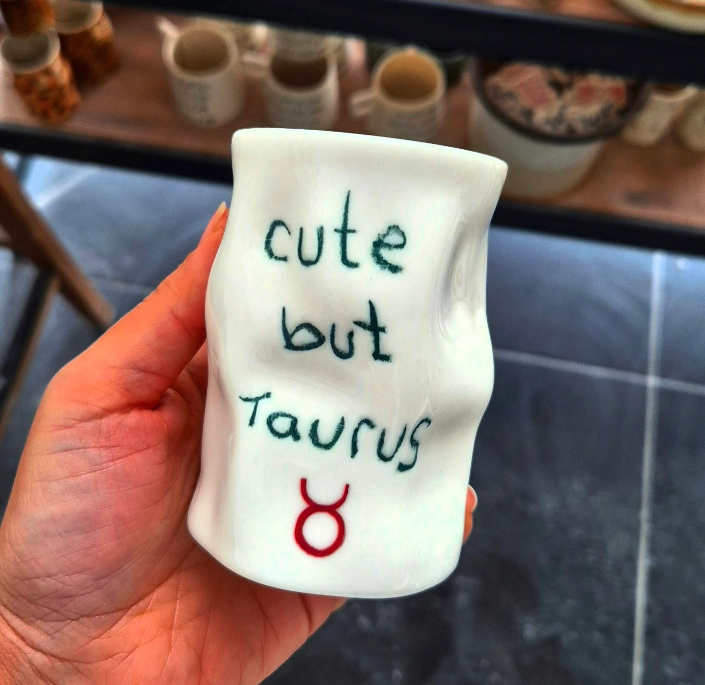 "cute but taurus" Boğa Burcu Porselen Amorf Kupa