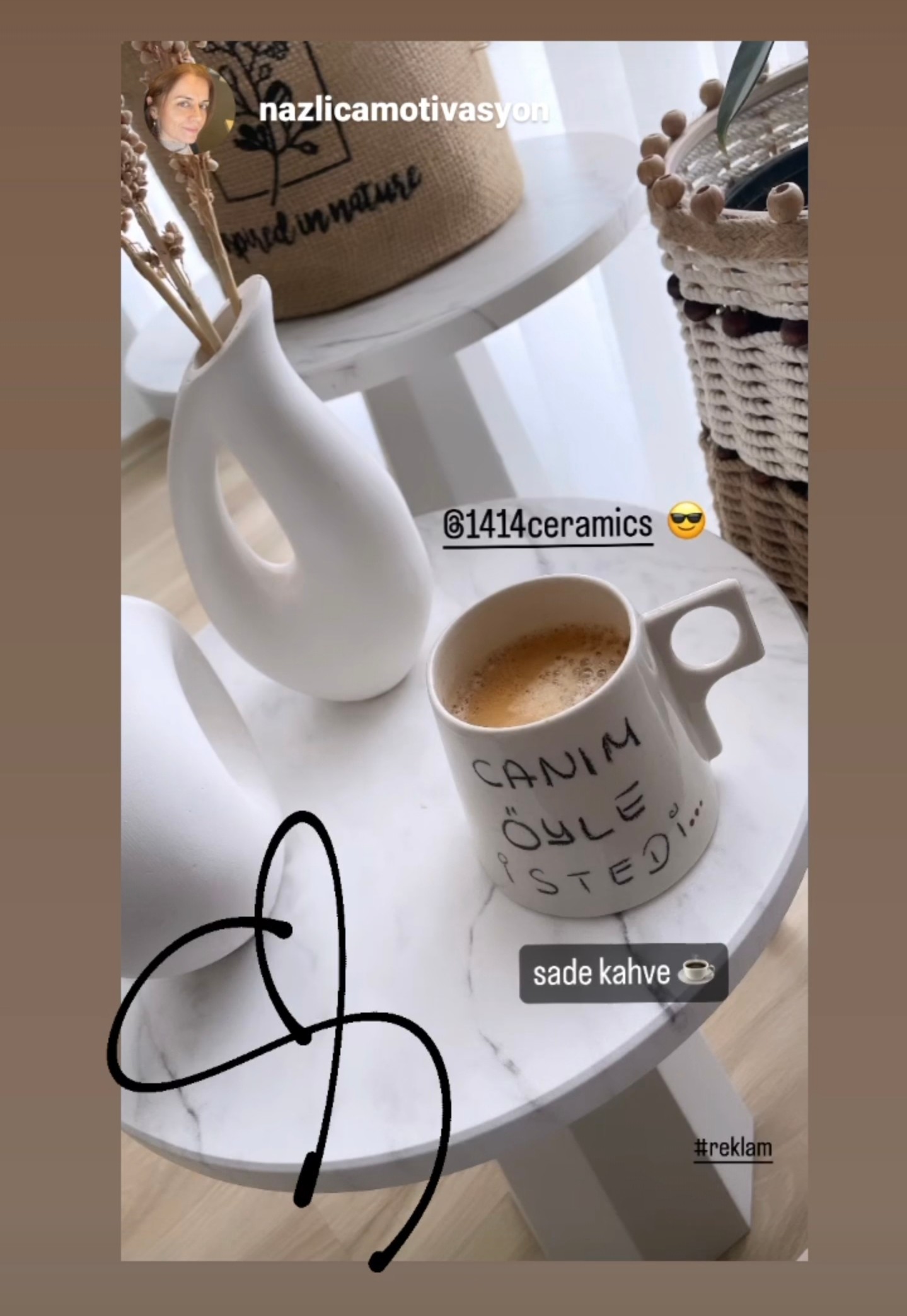 Stoneware Kulplu Kupa " Canım Öyle İstedi"
