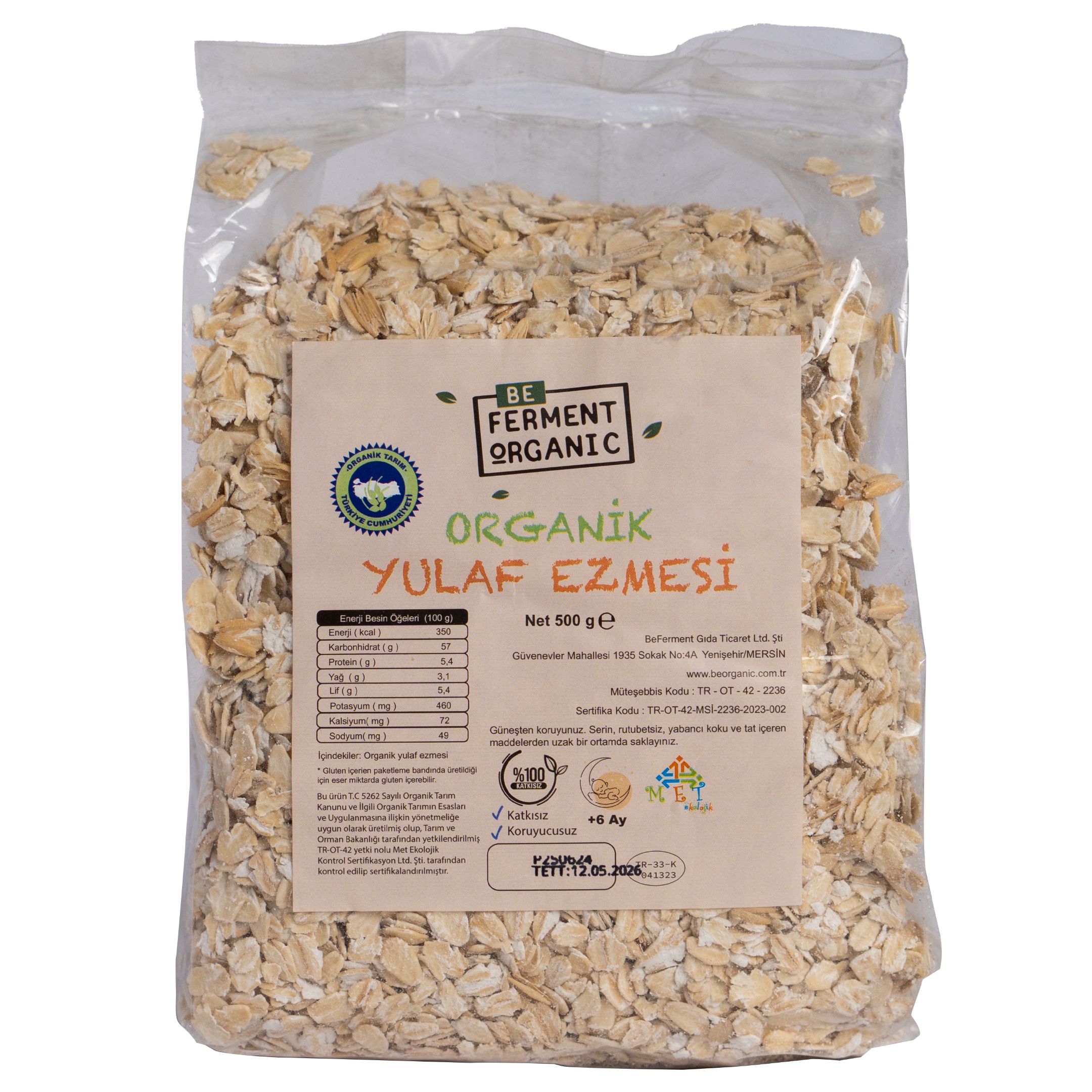 Organik Yulaf Ezmesi 500 Gr