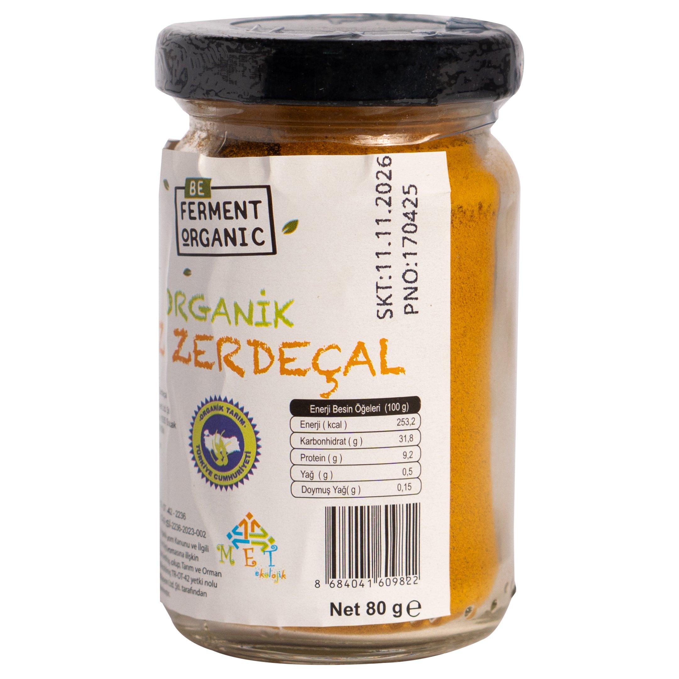 Organik Toz Zerdeçal 80 Gr