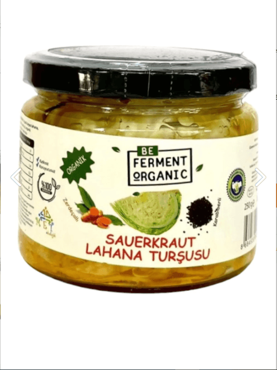Organik Zerdeçallı Karabiberli Saurkraut Ekşi Lahana Turşusu - 250 Gr