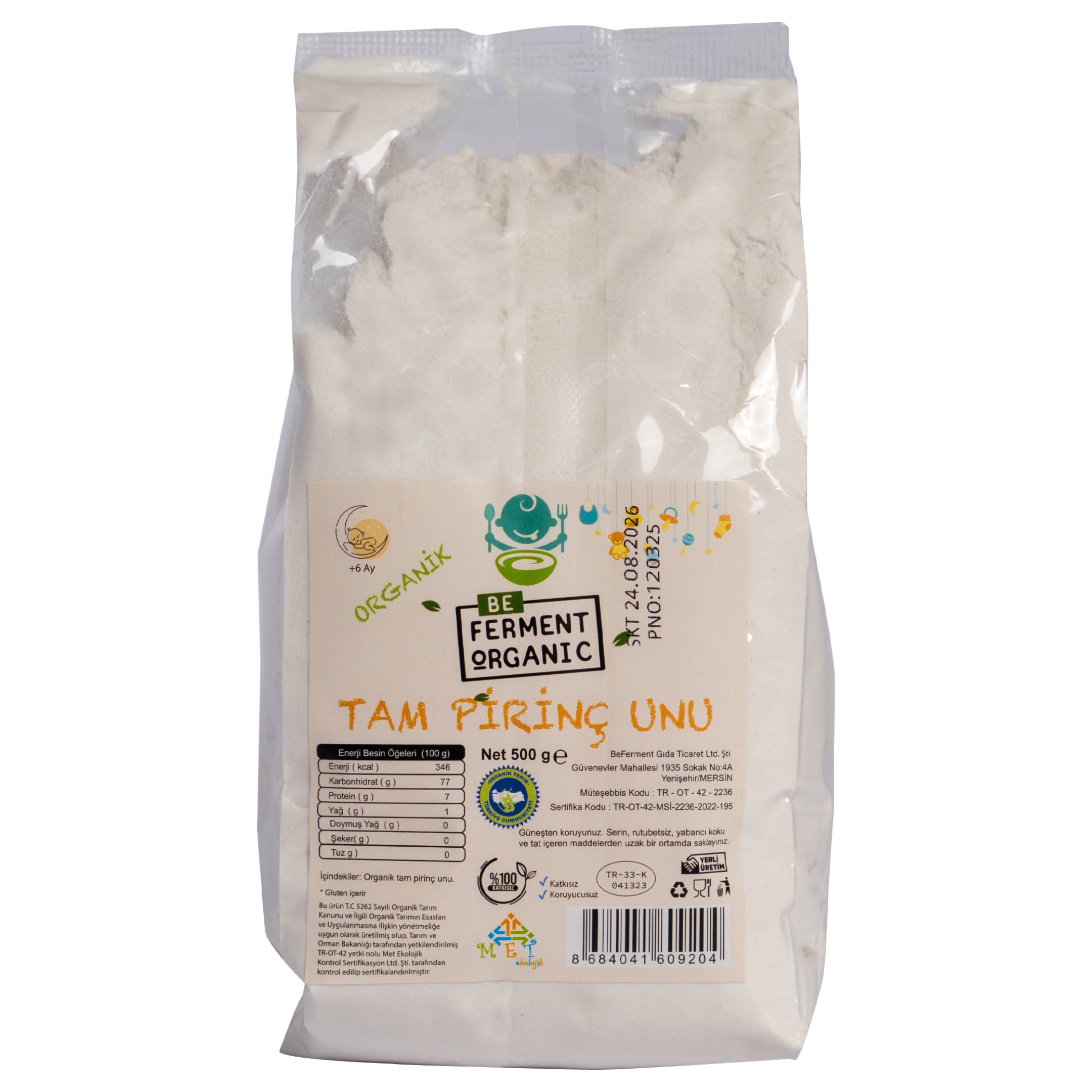 Organik Tam Pirinç Unu - 500 Gr