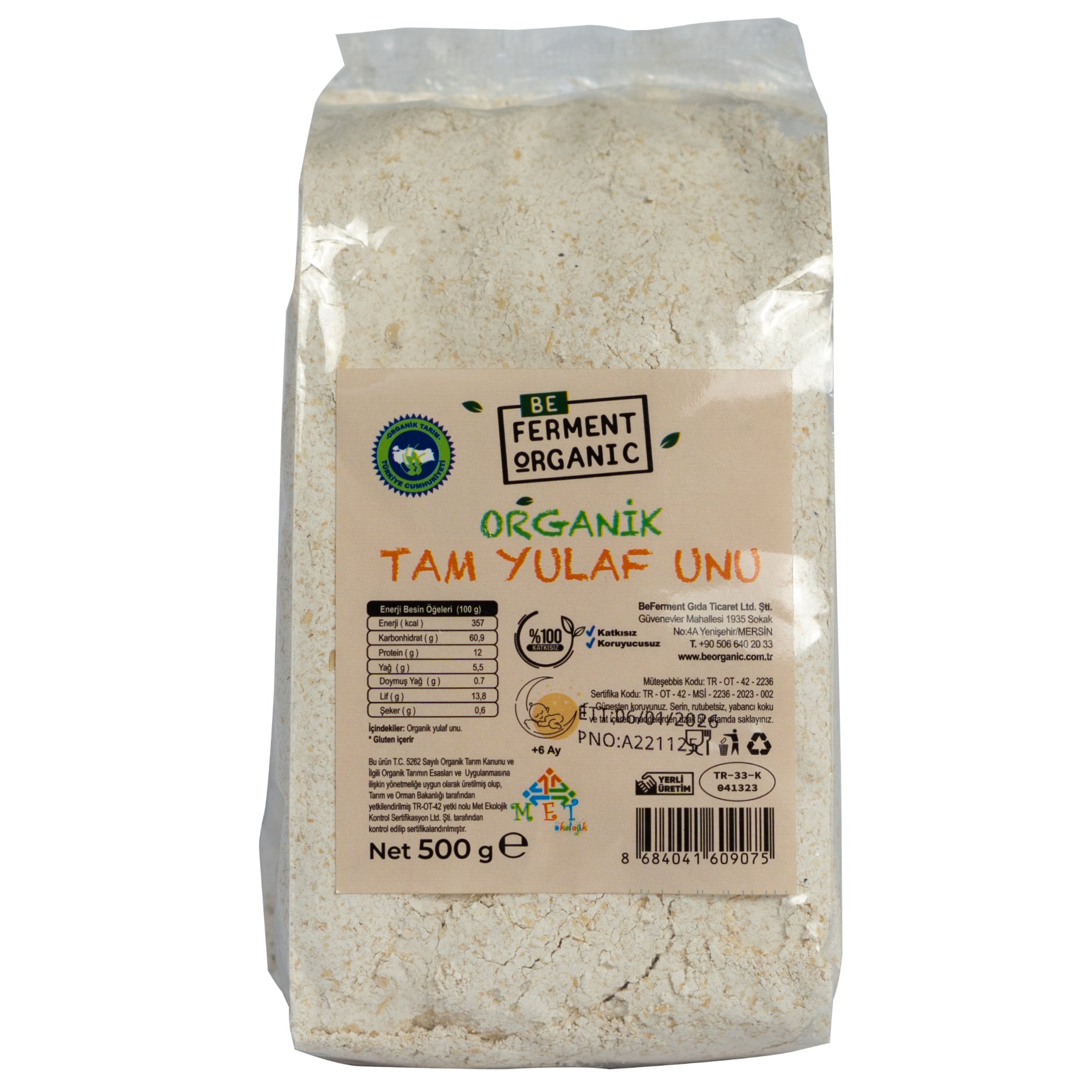 Organik Tam Yulaf Unu - 500 Gr