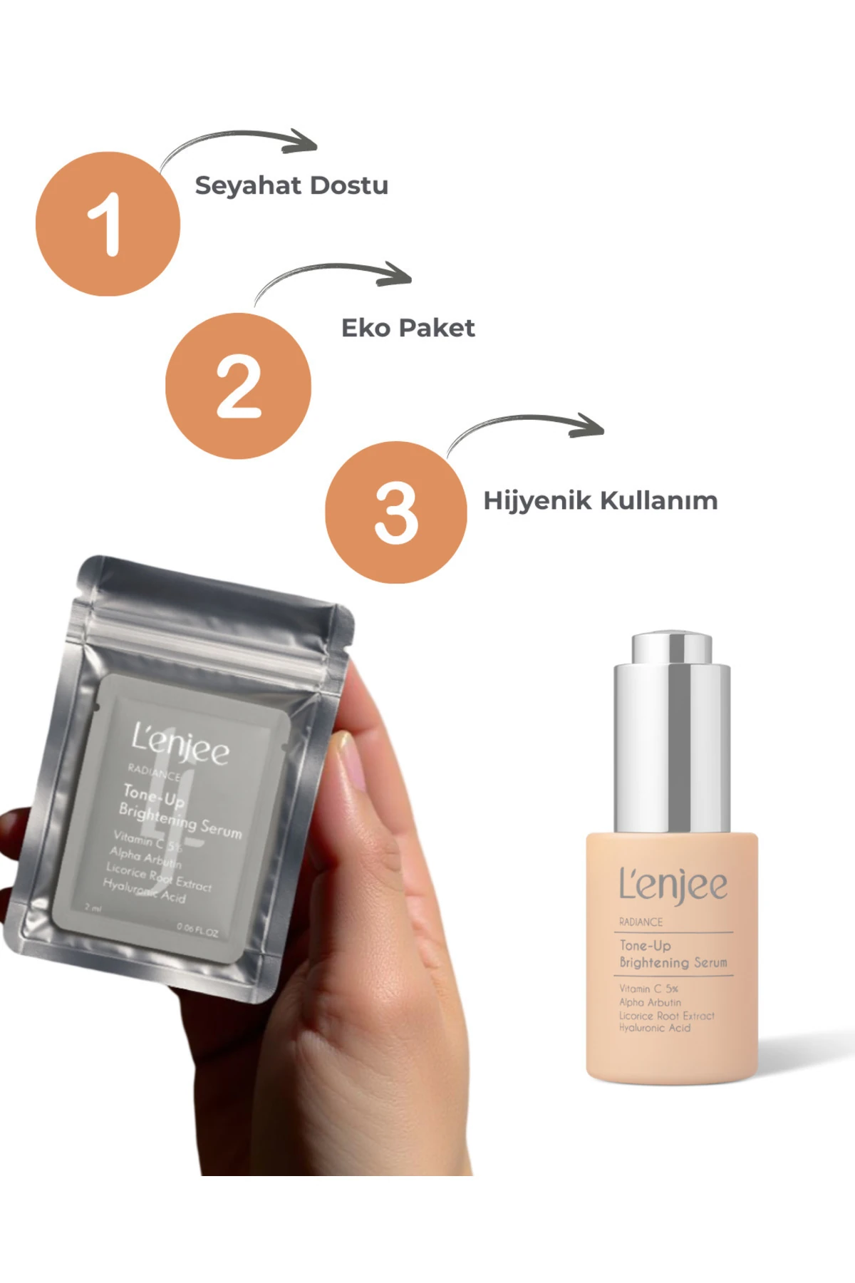 (Aydınlatıcı Ve Eşitleyici) Tone-up Serum 14 ml.-Tanışma Seti 7 adet| (VİTAMİN C%5, ALPHAARBUTİN)