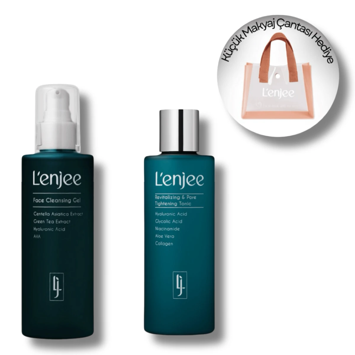 Temizleyici Cilt Bakım Seti-Küçük Makyaj Çantası Hediyeli