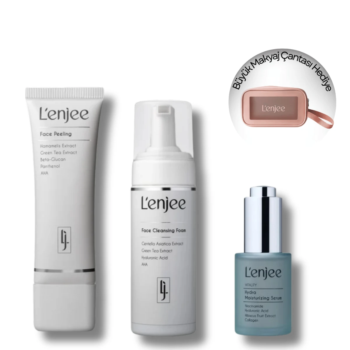 Arındırıcı ve Nemlendirici Yüz Bakım Seti - Büyük Makyaj Çantası Hediyeli