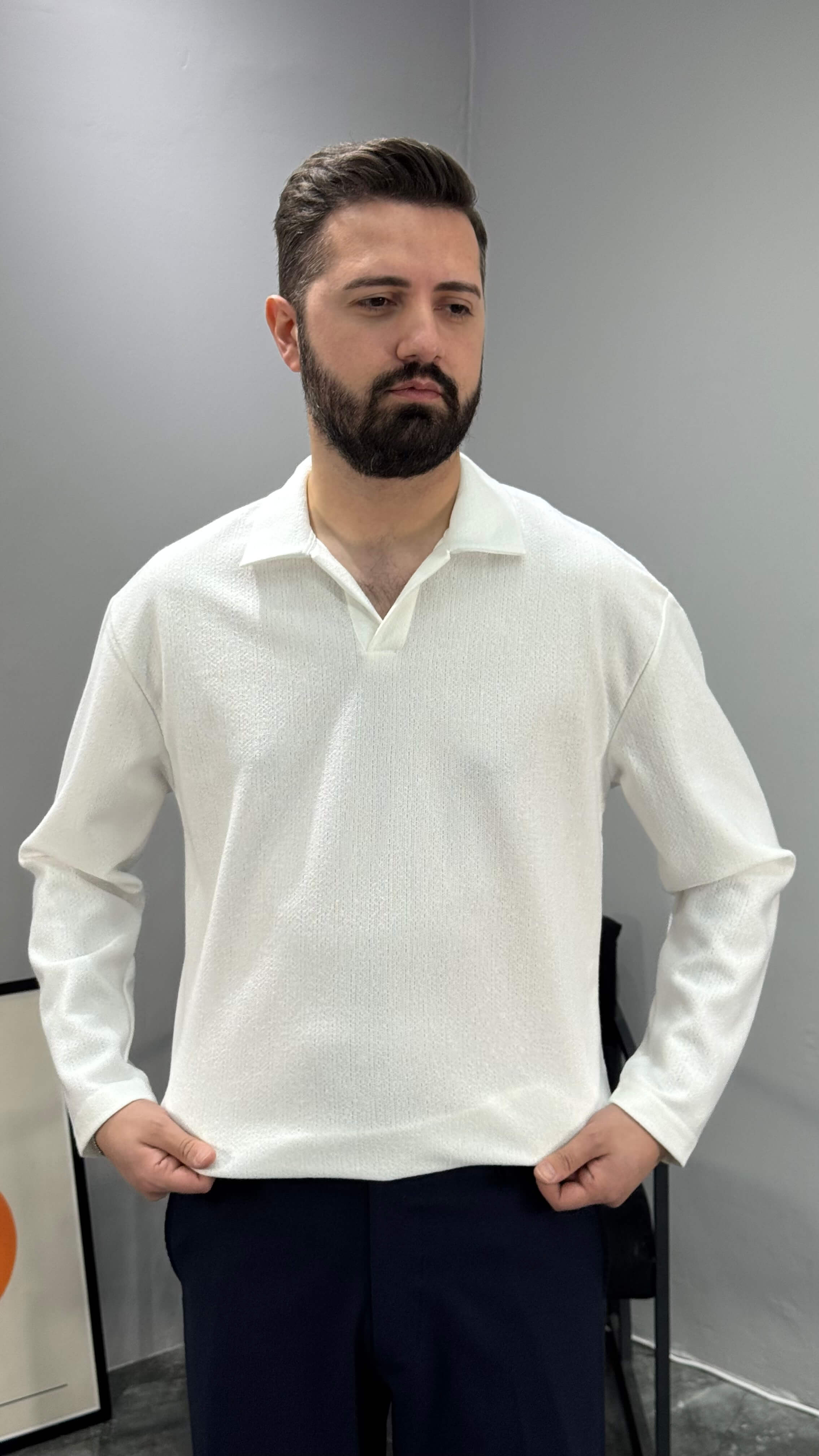 Rivalle Regular Fit Polo Kazak - Beyaz