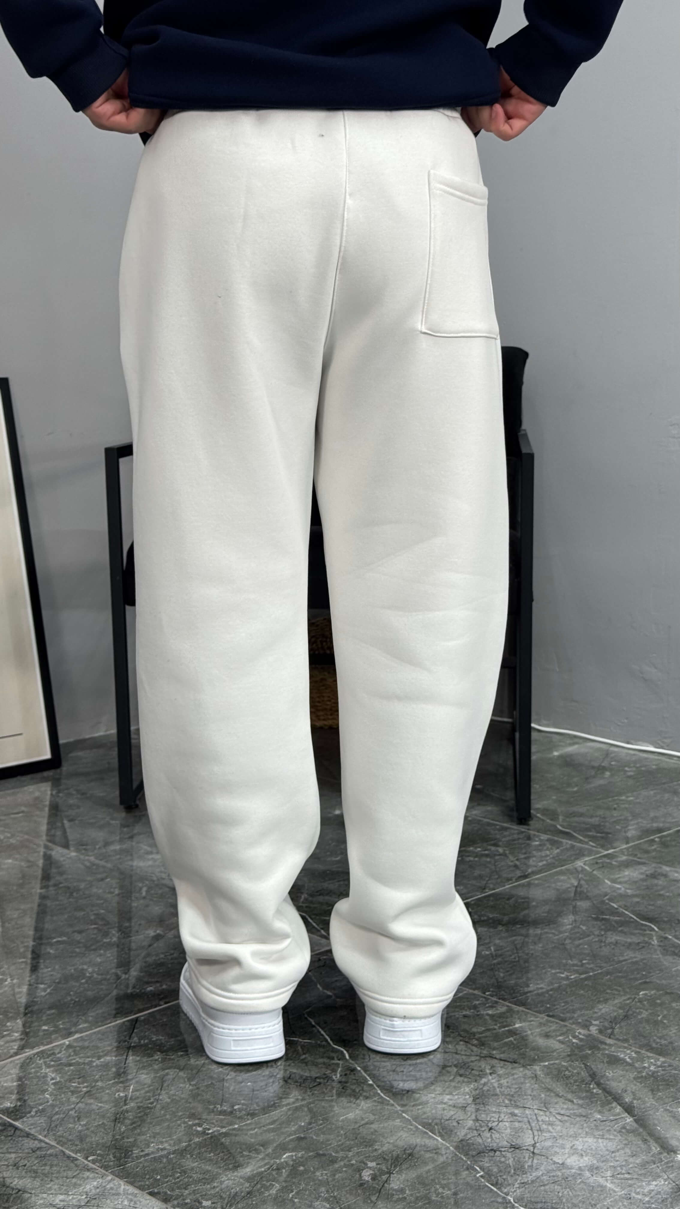 Baven Şardonlu Baggy Kalıp Eşofman - Beyaz