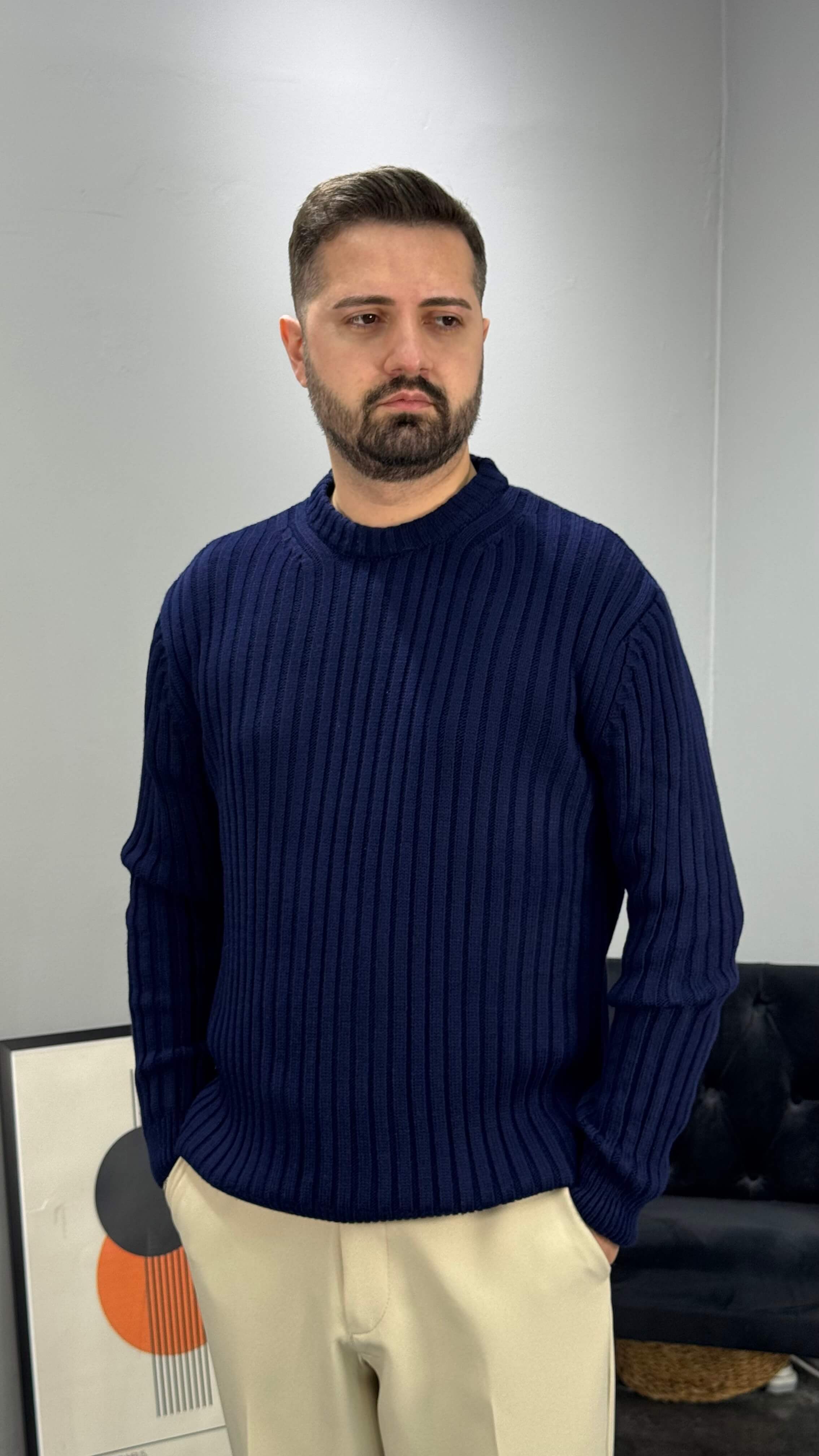 Oslin Premium Gramajlı Erkek Kazak - Lacivert