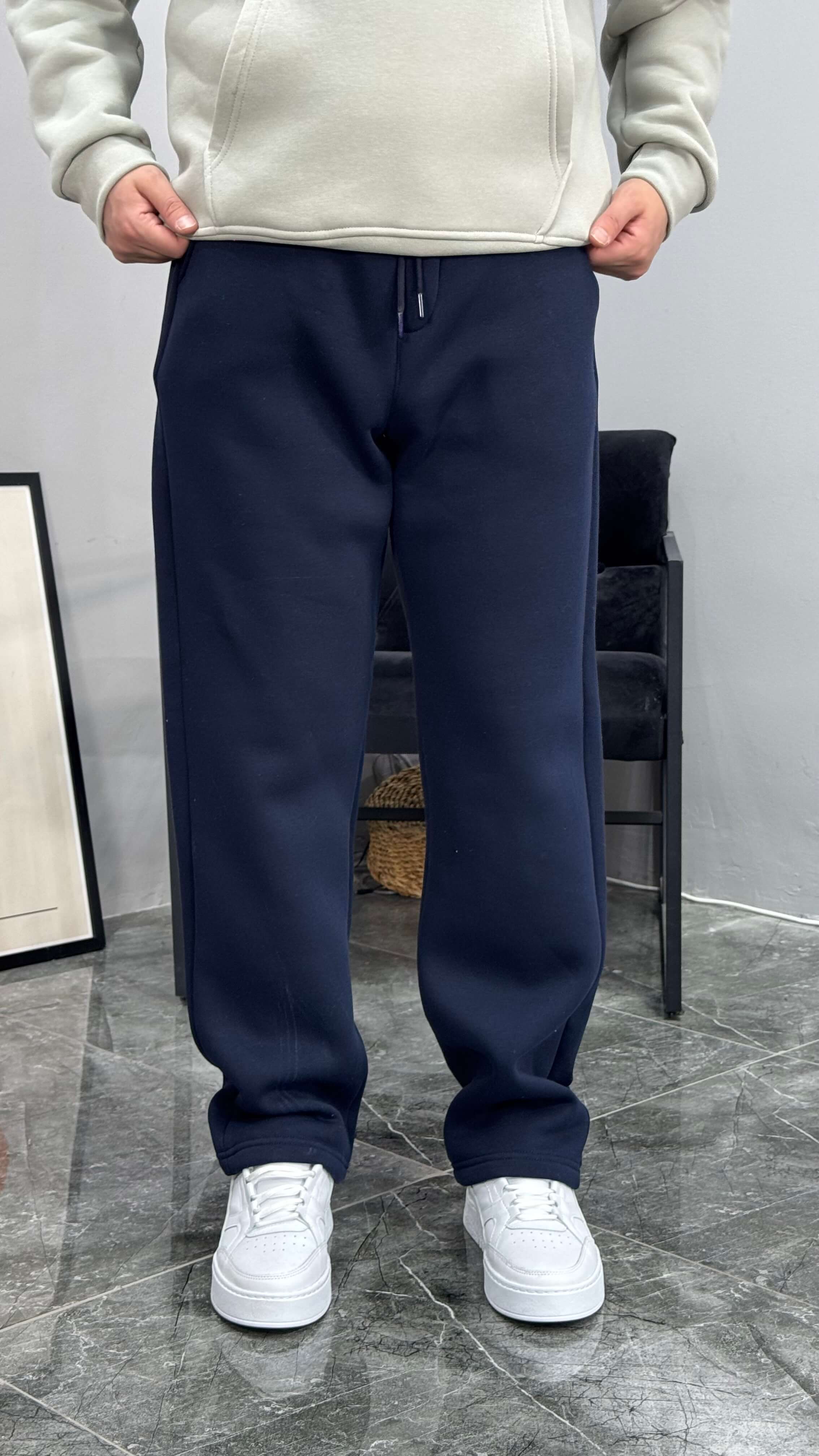 Baven Şardonlu Baggy Kalıp Eşofman - Lacivert