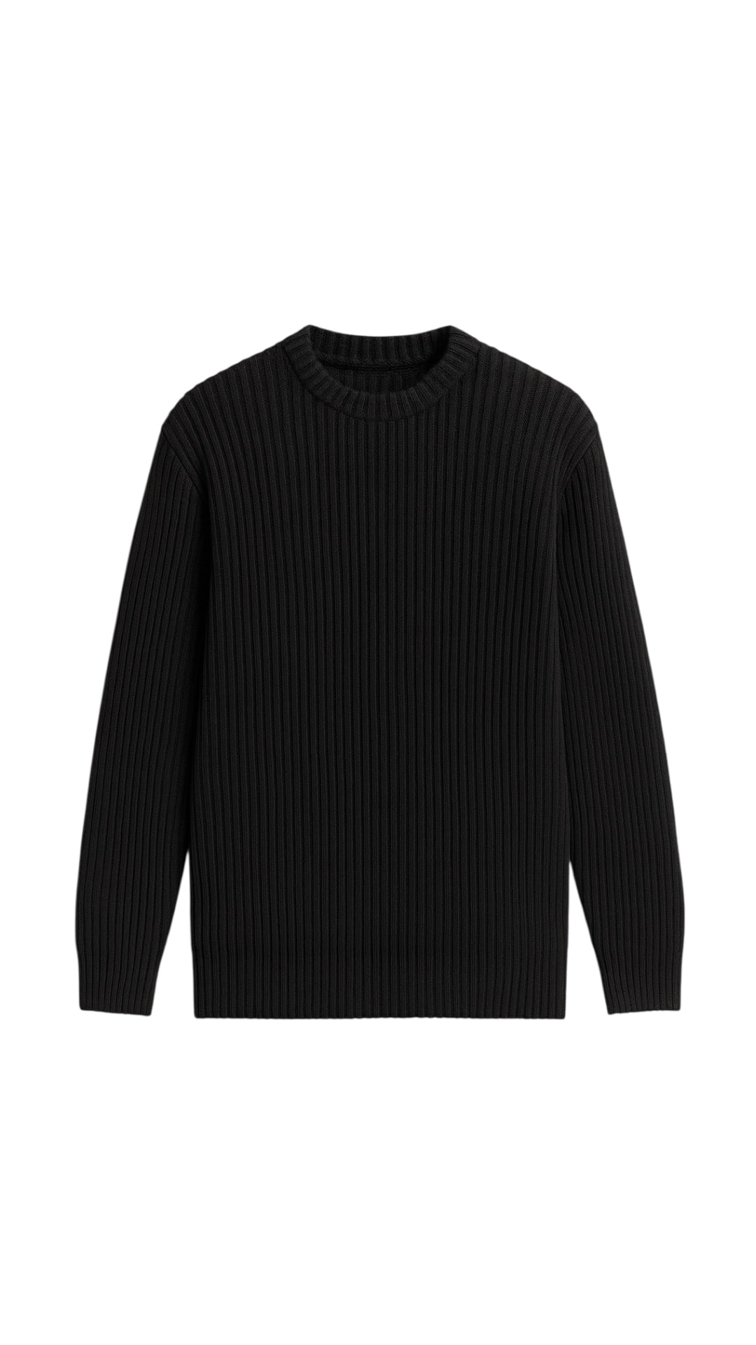 Regular Fit Çizgili Kazak - Siyah