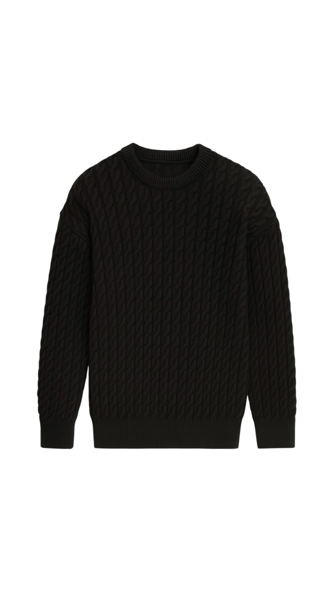 Zincir Desen Boxy Fit Oversize Erkek Kazak - Siyah