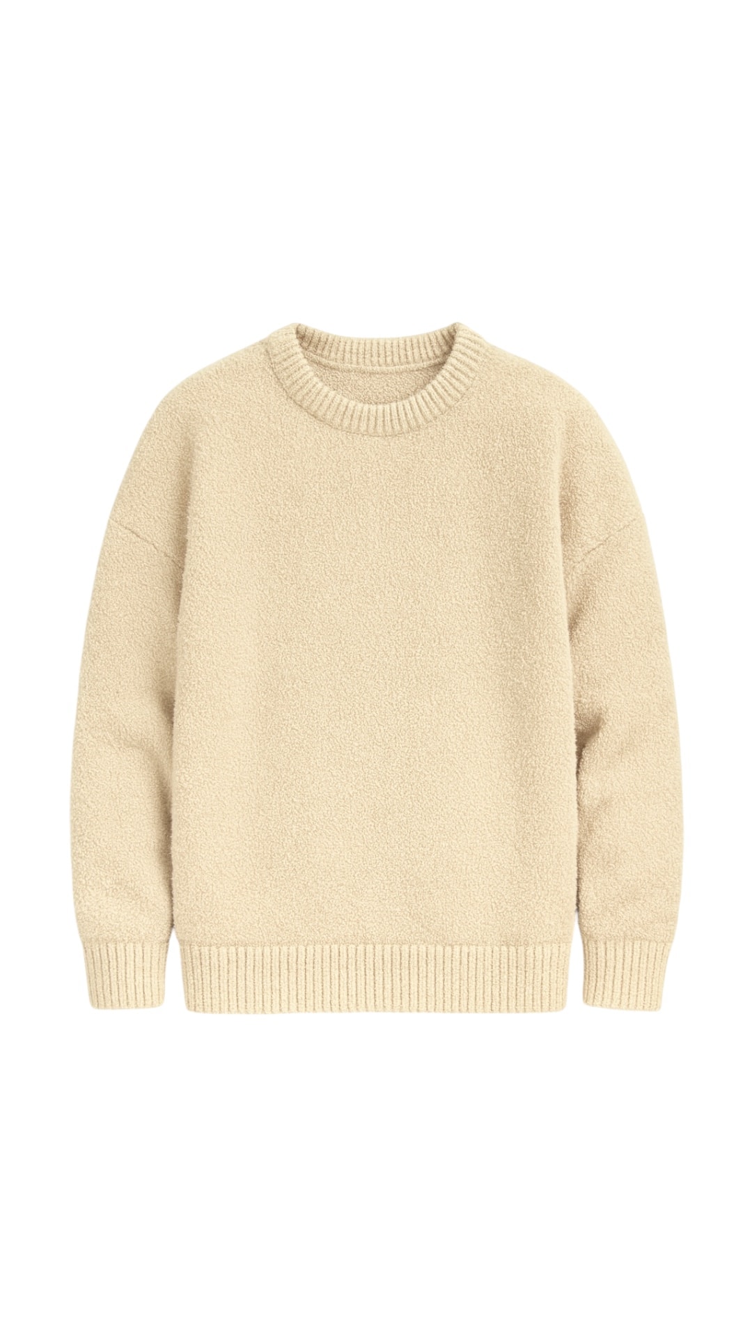 Yumuşak Dokulu Boxy Fit Oversize Kazak - Krem