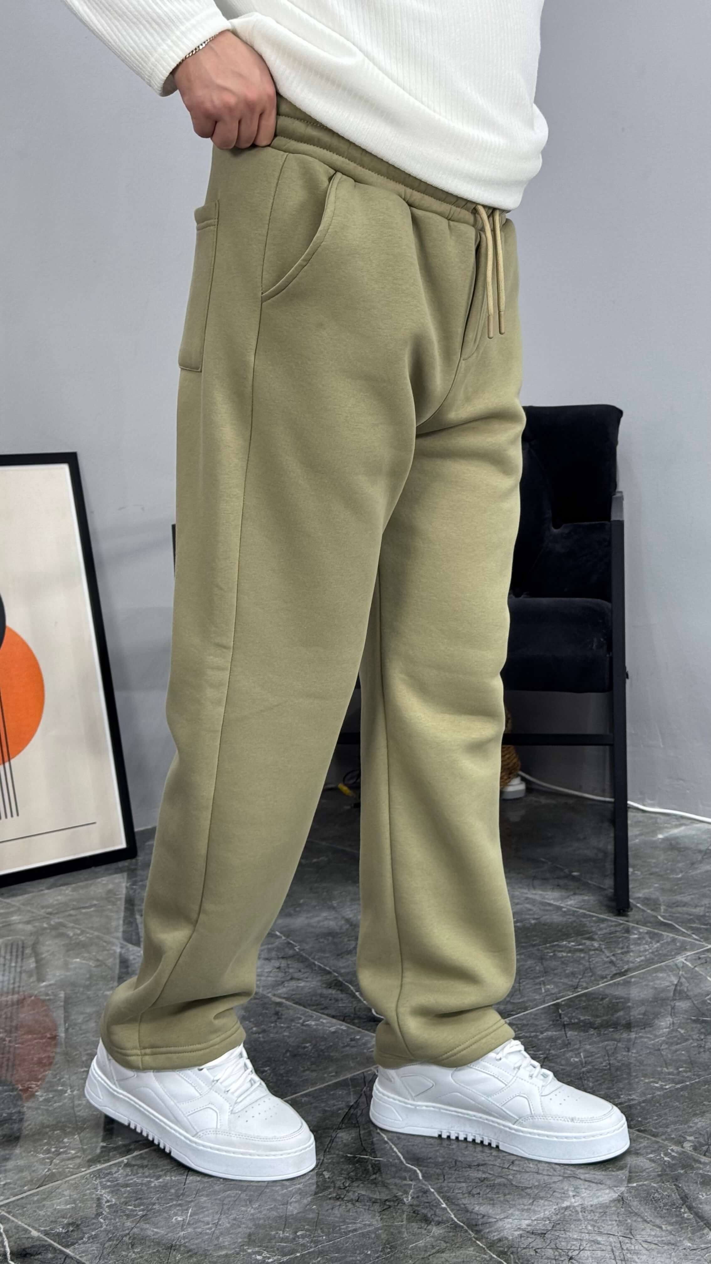 Baven Şardonlu Baggy Kalıp Eşofman - Açık Haki