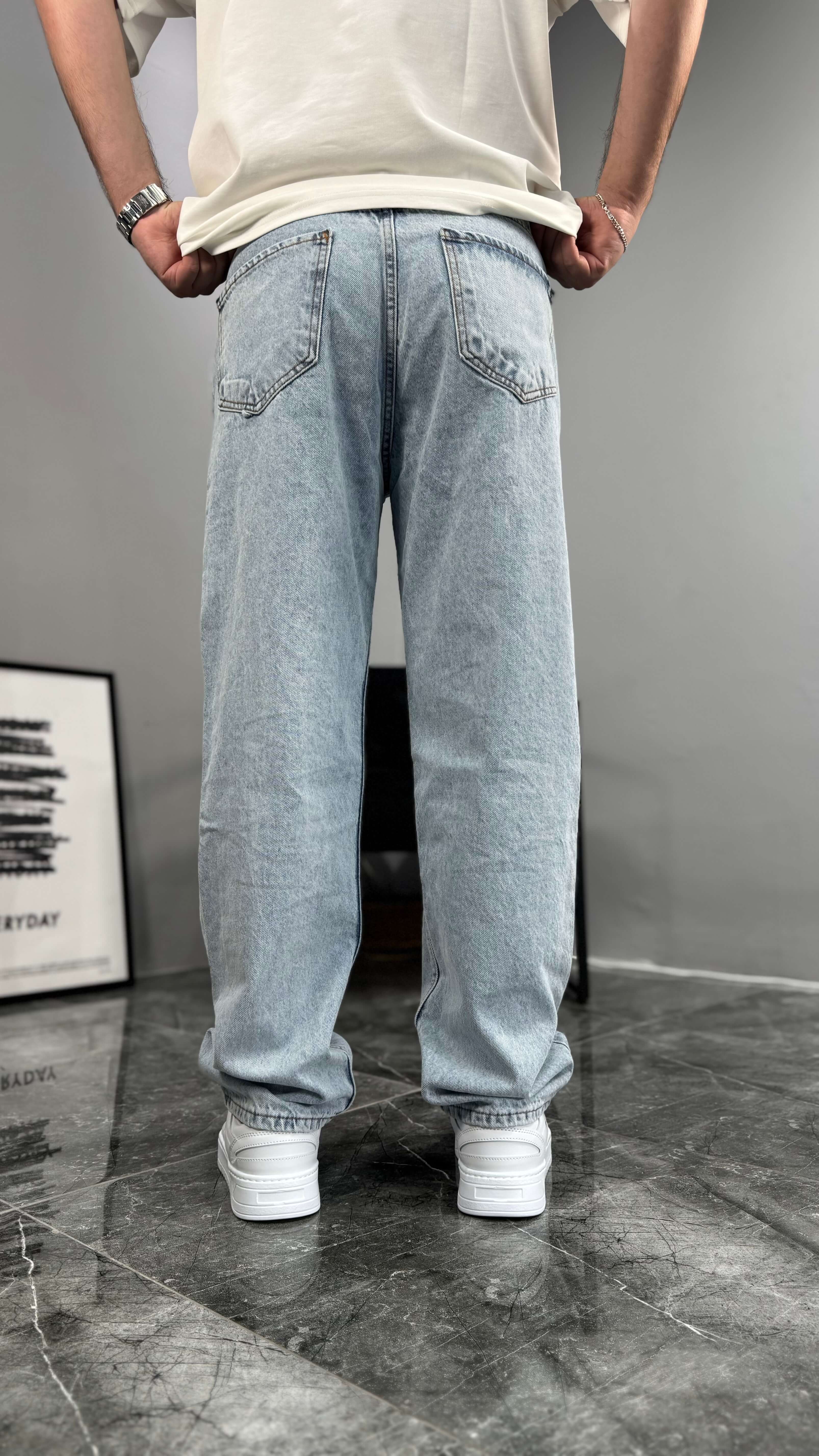 Retro Blue Baggy Jean - Ice Blue