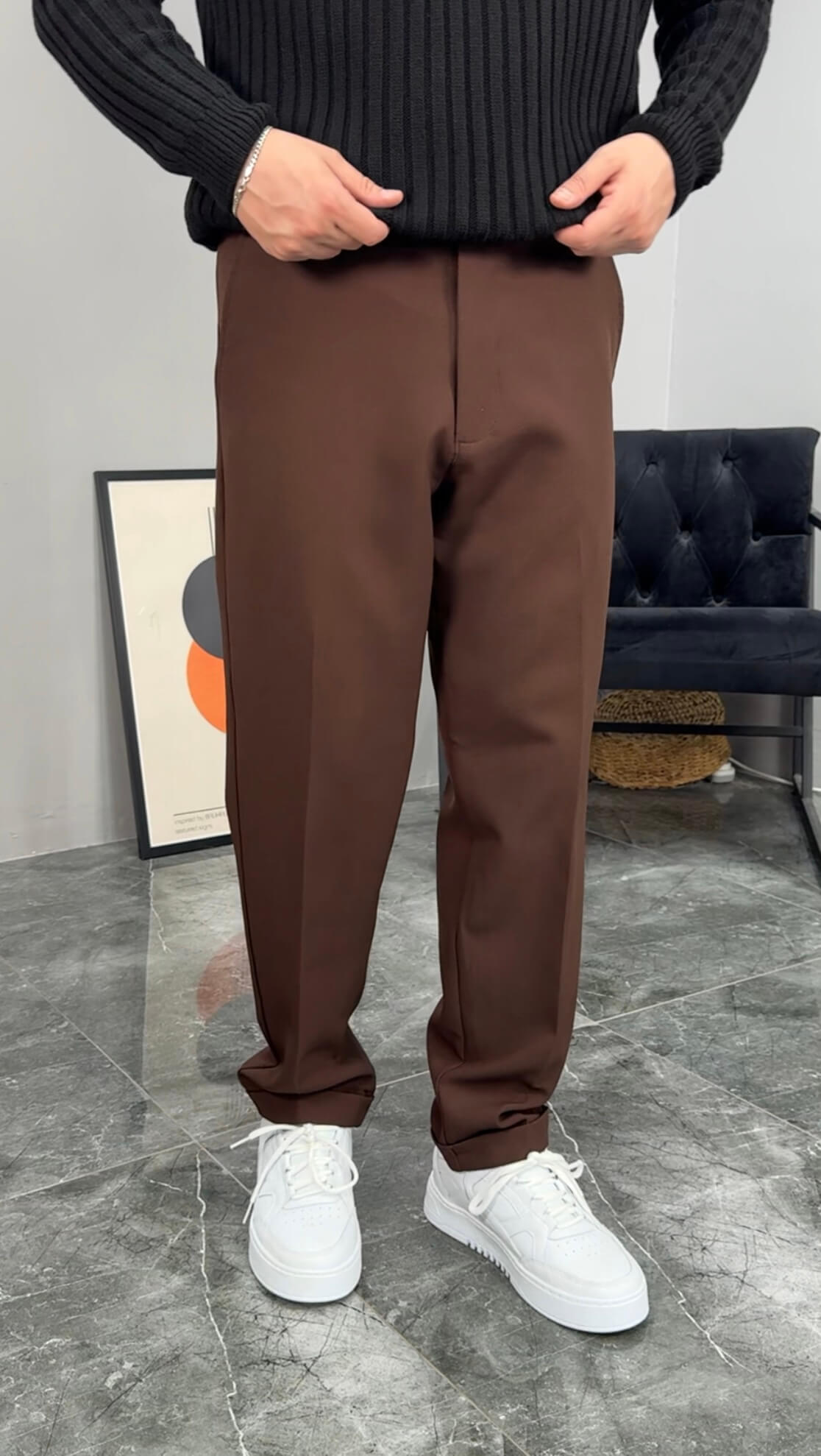 Kalın Kumaş Premium Regular Fit Pantolon - Kahve