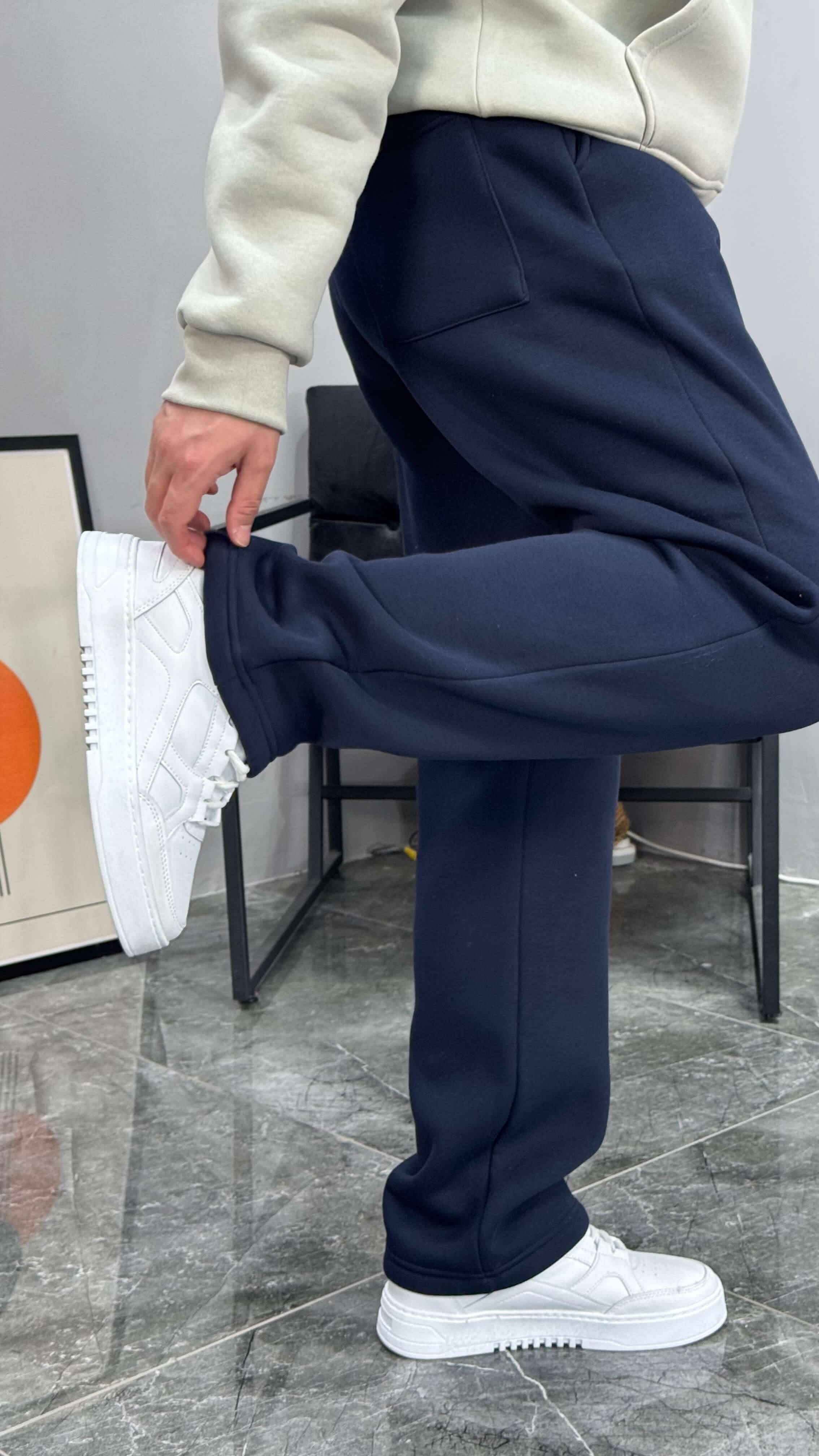 Baven Şardonlu Baggy Kalıp Eşofman - Lacivert