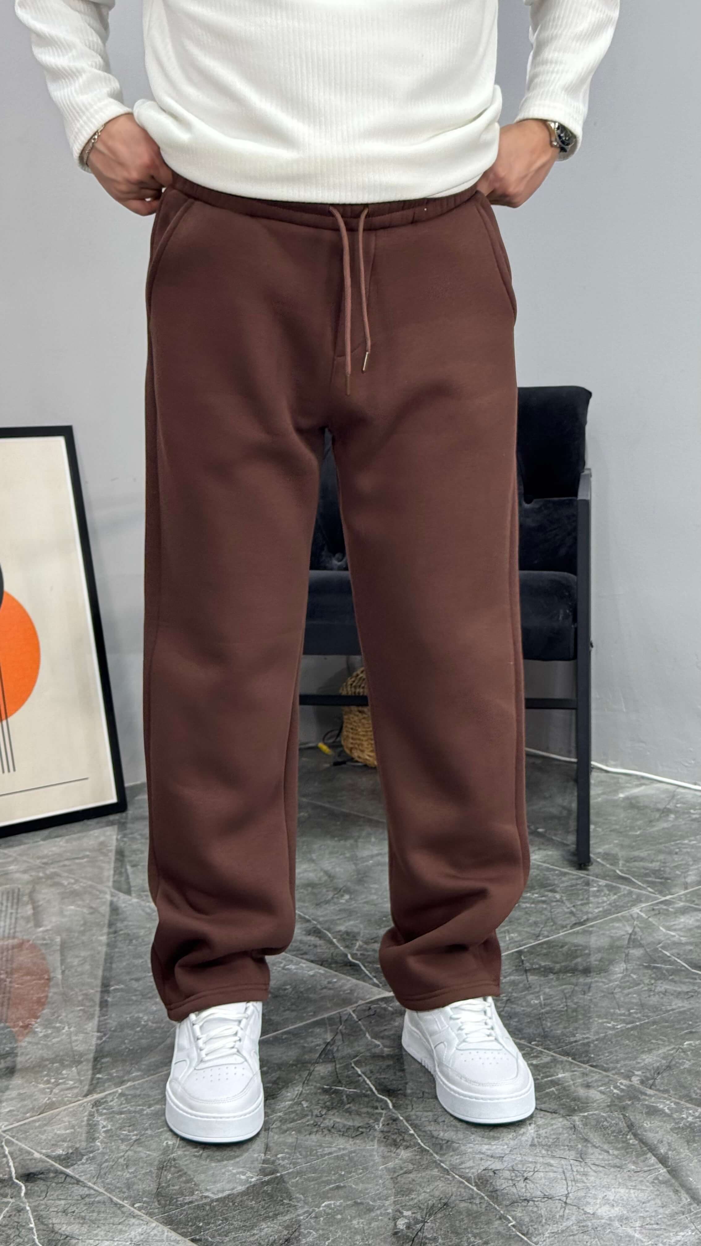 Baven Şardonlu Baggy Kalıp Eşofman - Kahve