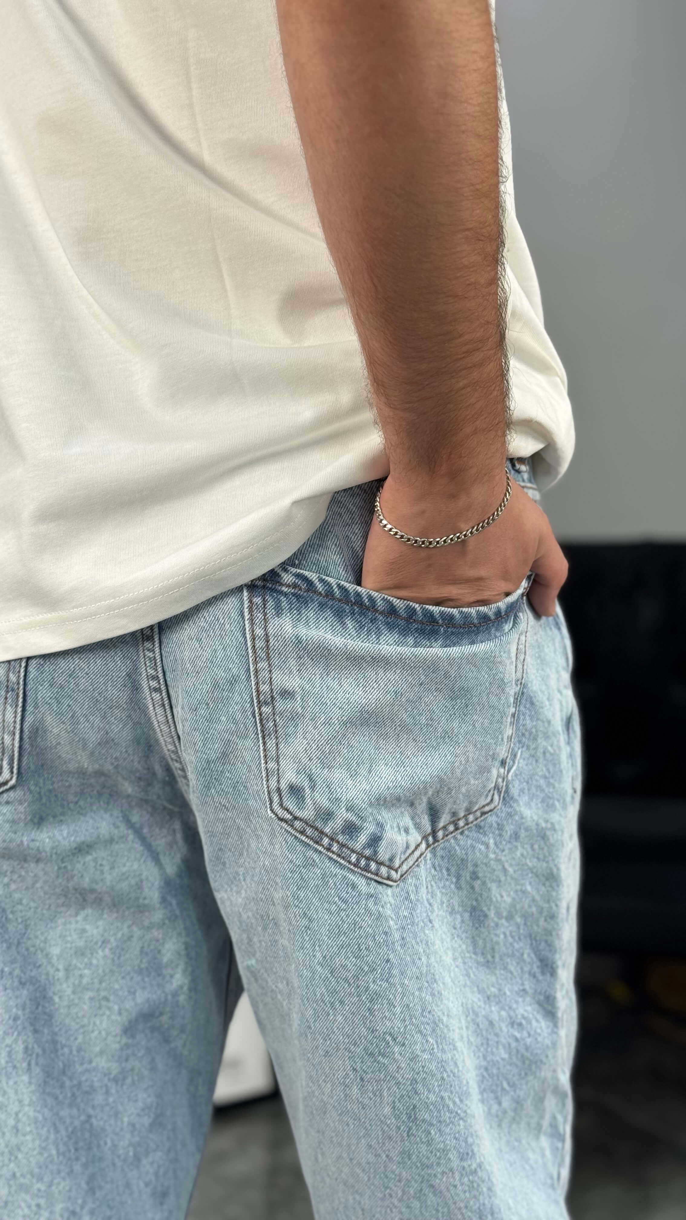 Retro Blue Baggy Jean - Ice Blue