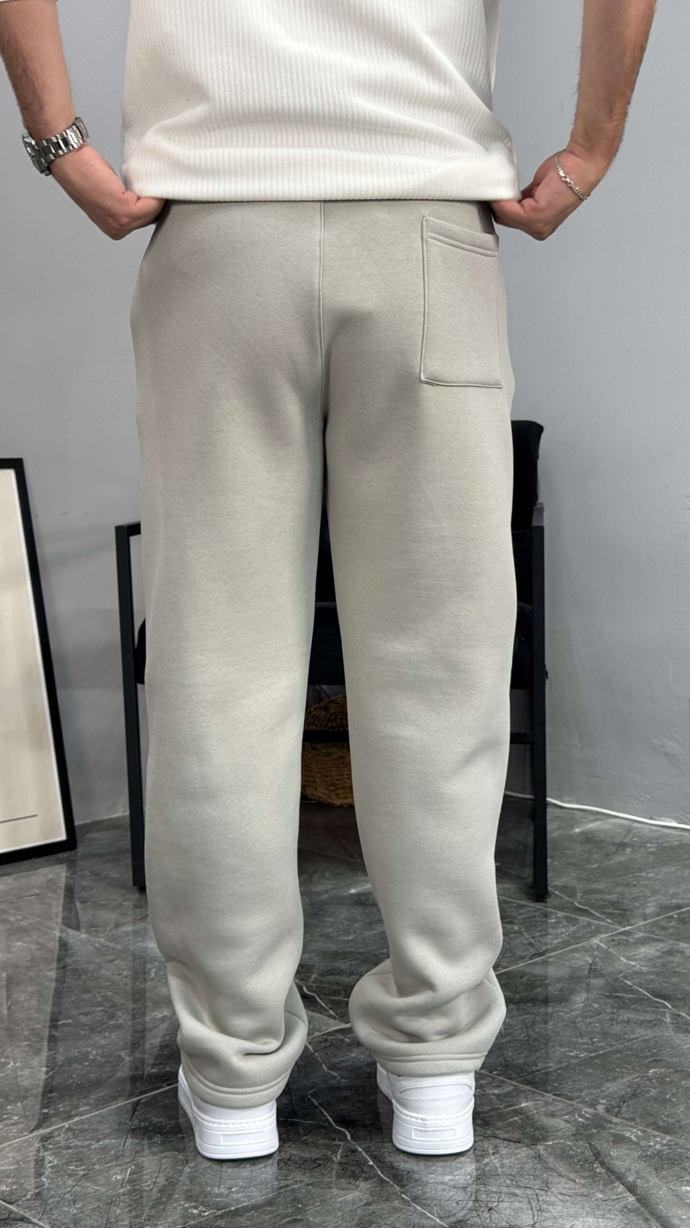 Baven Şardonlu Baggy Kalıp Eşofman - Taş