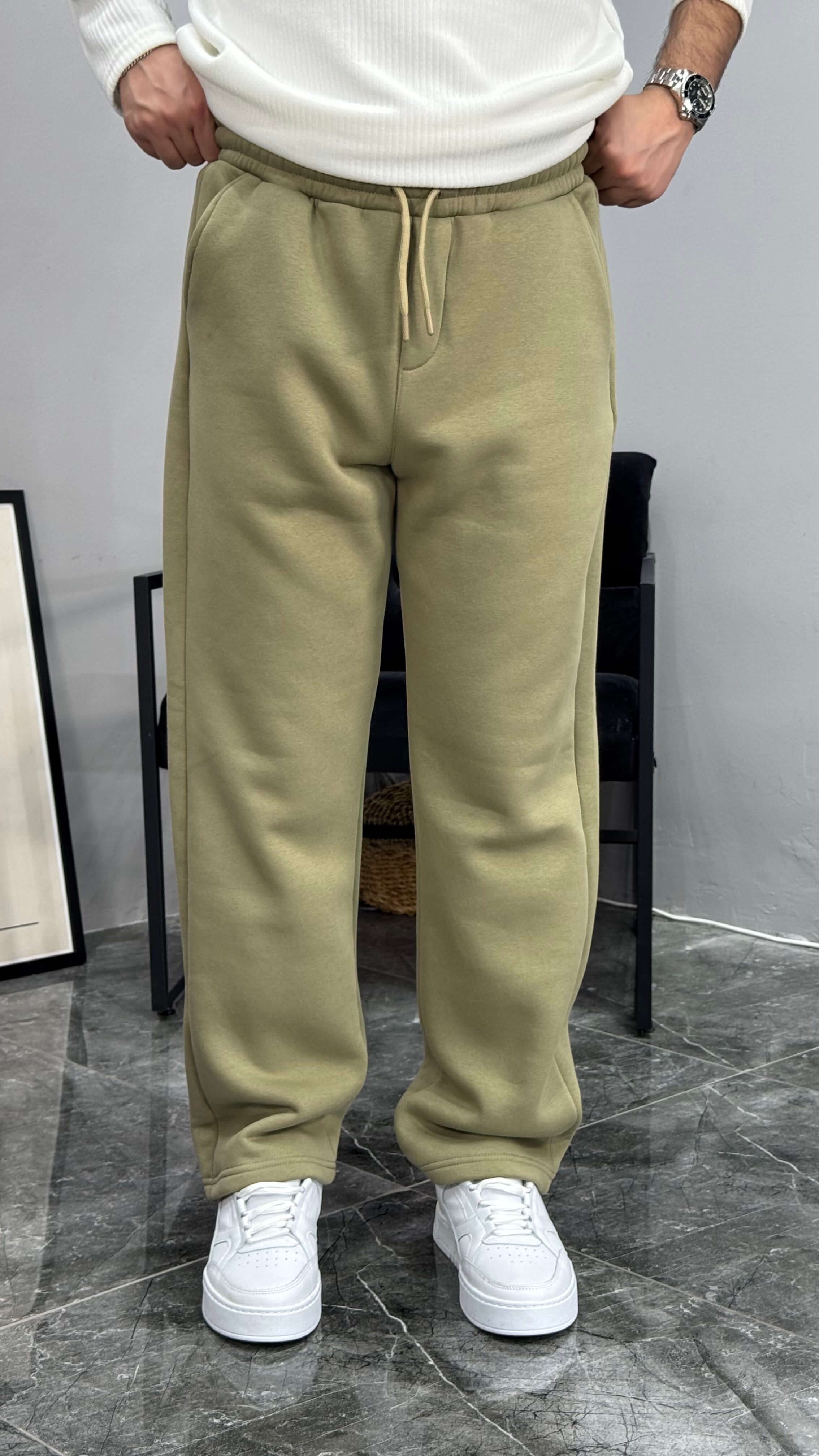 Baven Şardonlu Baggy Kalıp Eşofman - Açık Haki